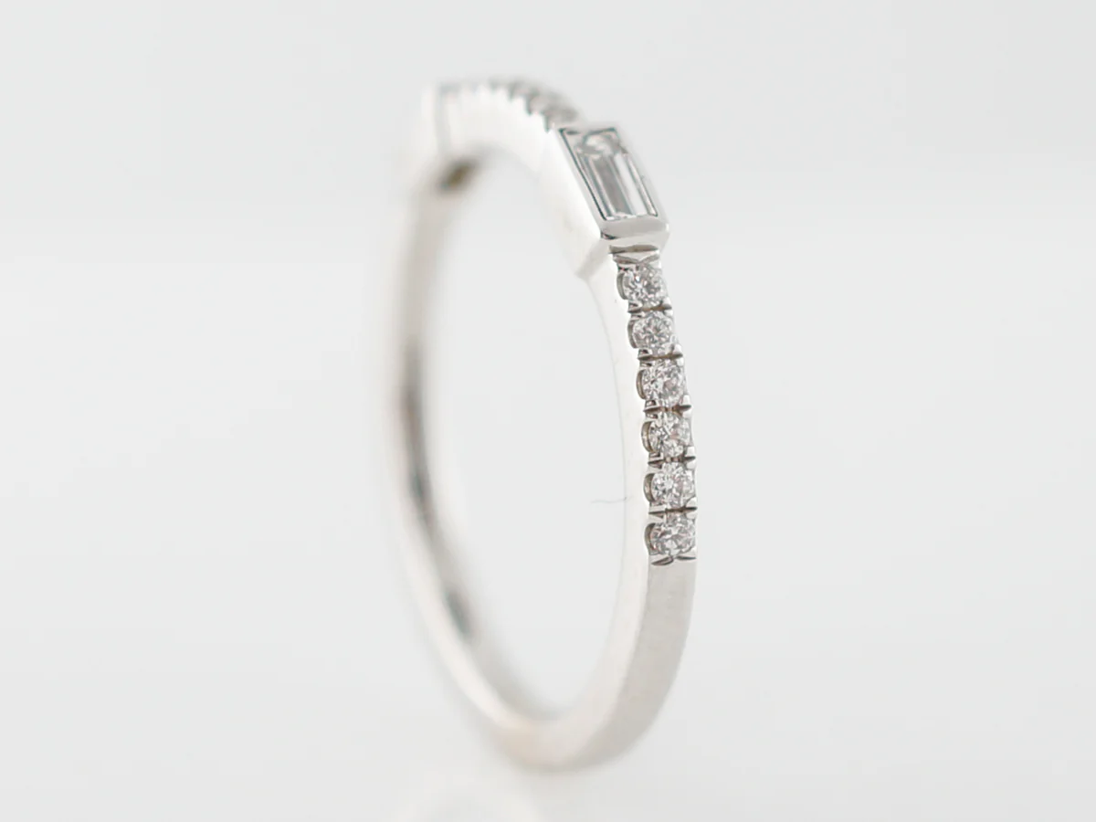 Wedding Band Modern .30 Straight Baguette and Round Brilliant Cut Diamonds in 14k White Gold - Image 5