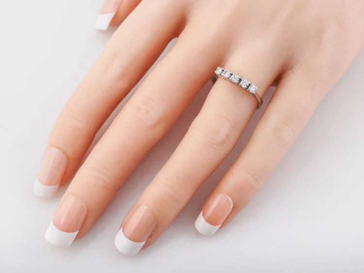Wedding Band Modern .35 Round Brilliant Cut Diamonds in 18k White Gold - Image 6