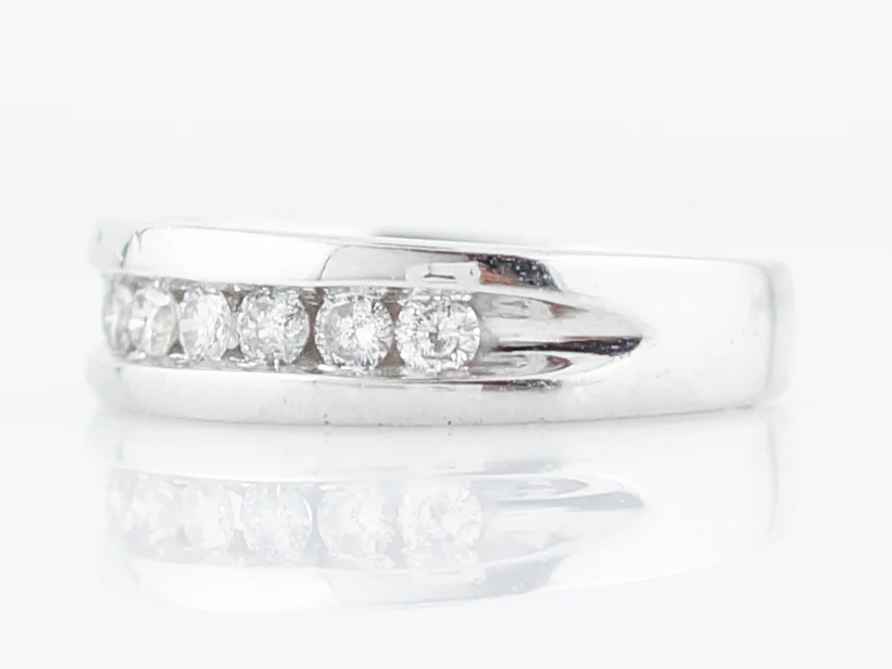Wedding Band Modern .36 Diamonds in 14k White Gold - Image 2