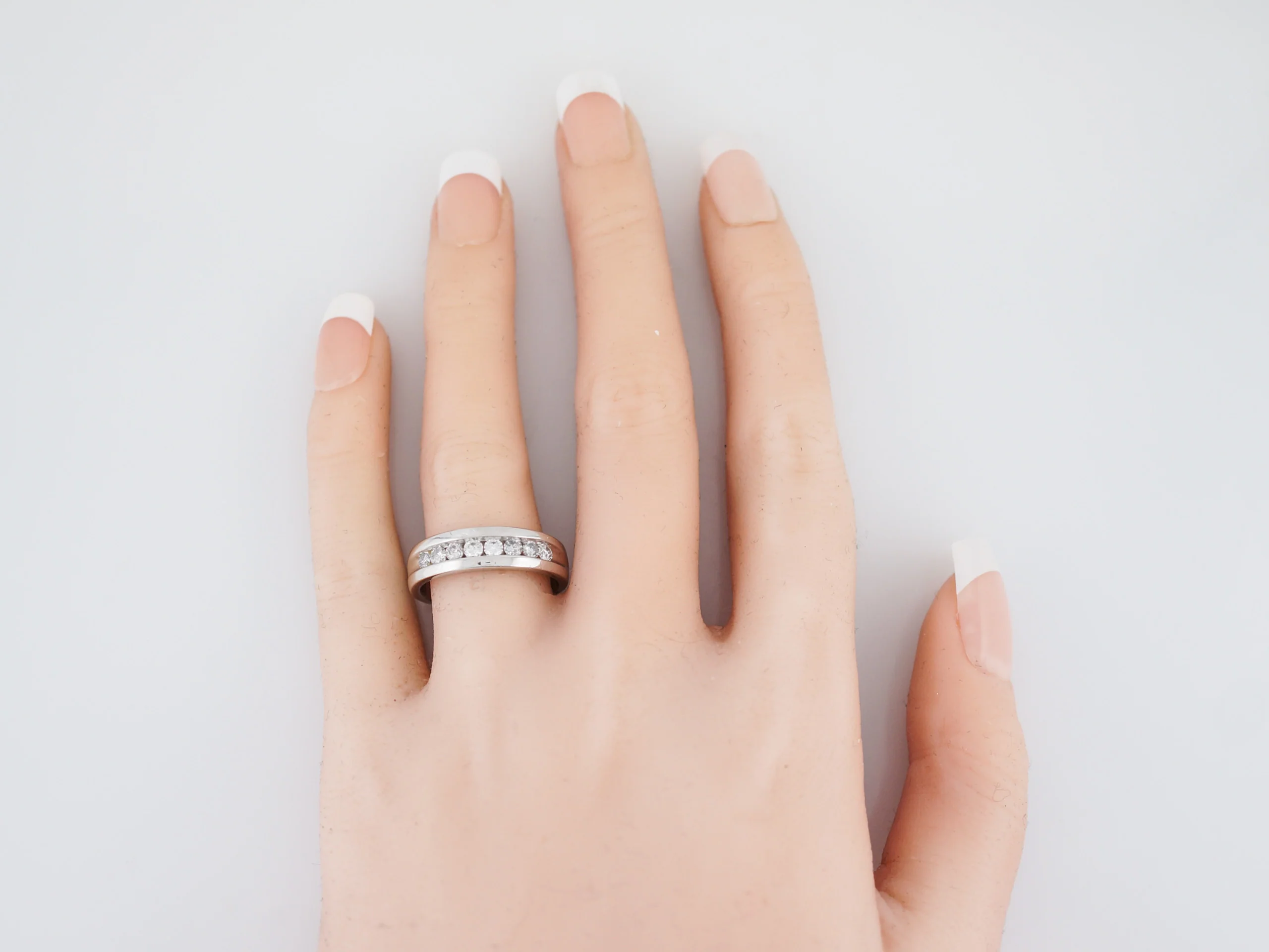 Wedding Band Modern .36 Diamonds in 14k White Gold - Image 5