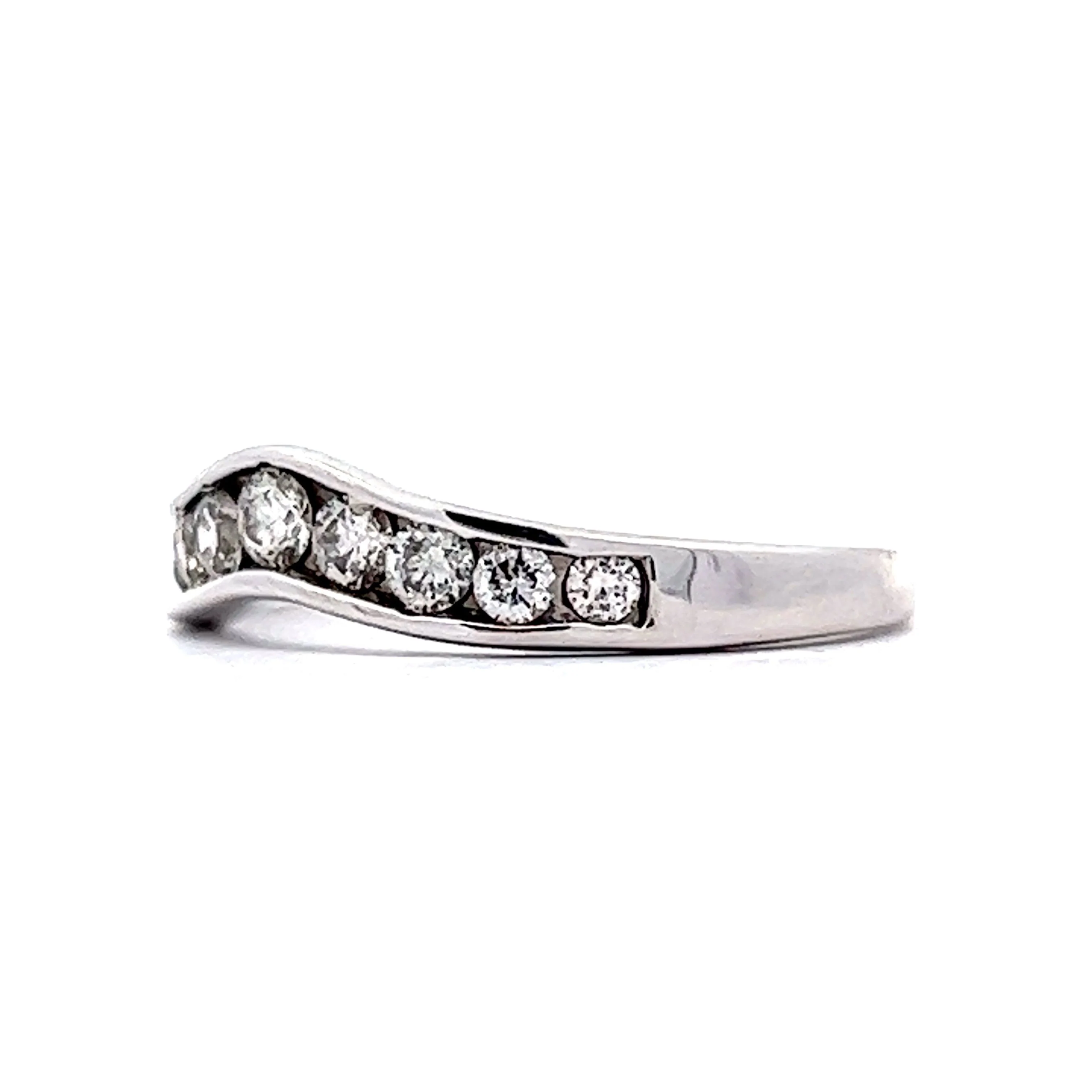 Wedding Band Modern .50 Round Brilliant Cut Diamonds in 14K White Gold - Image 2