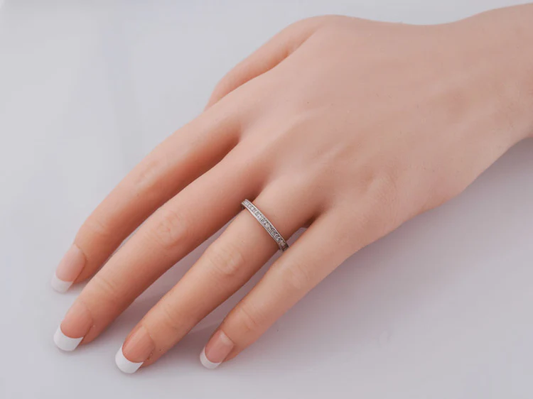 Wedding Band Modern .53cttw Single Cut Diamonds in 14k White Gold - Image 10