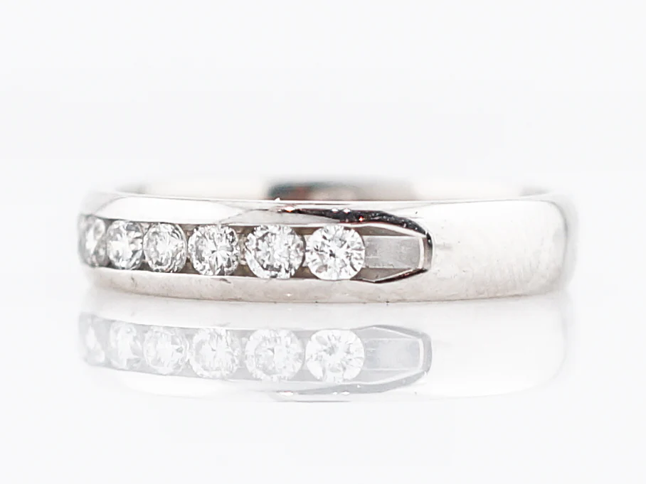 Wedding Band Modern .55 Round Brilliant Cut Diamonds in 14k White Gold - Image 2