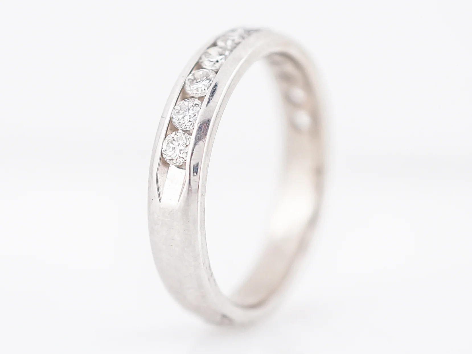 Wedding Band Modern .55 Round Brilliant Cut Diamonds in 14k White Gold - Image 4