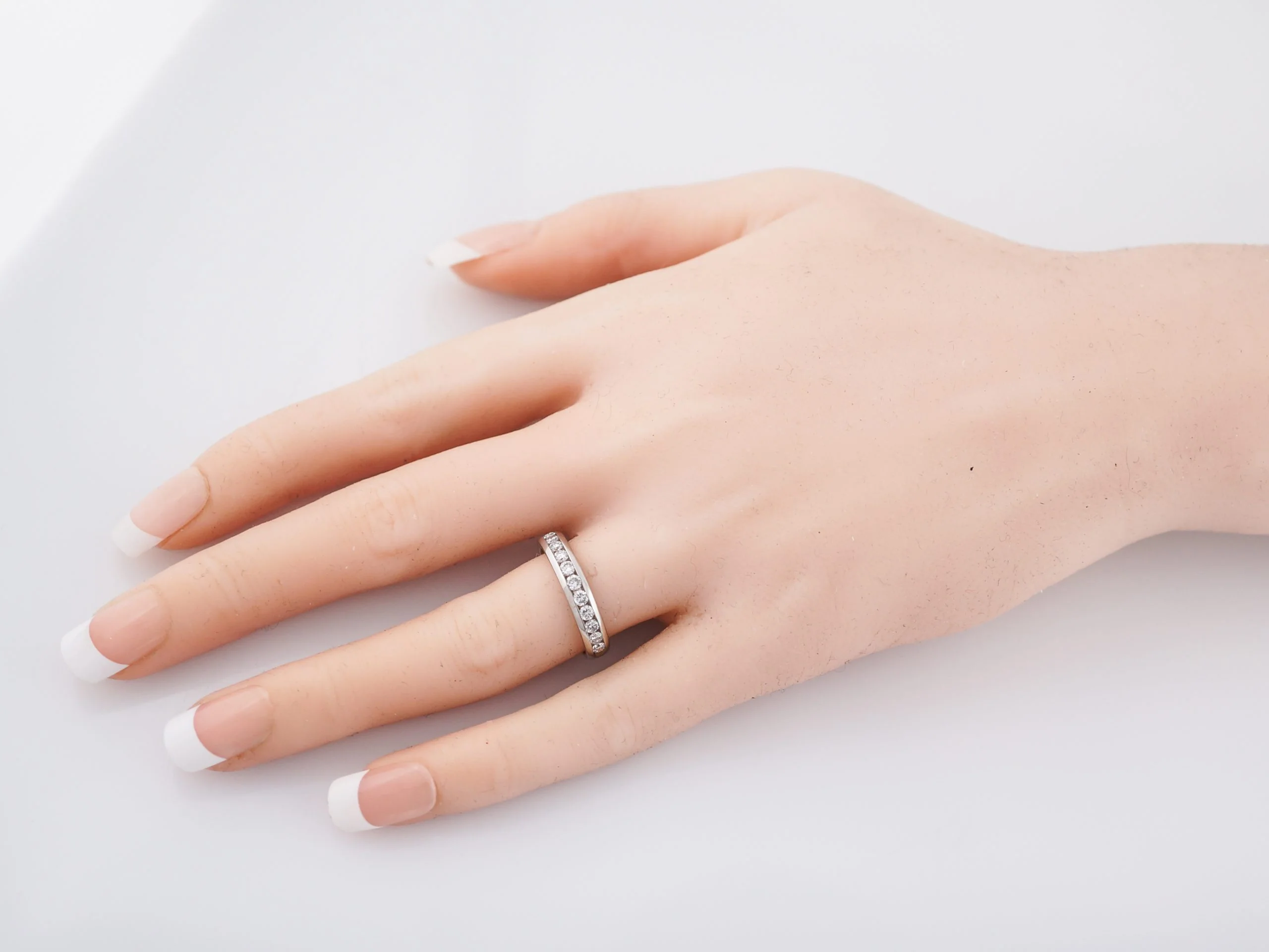 Wedding Band Modern .55 Round Brilliant Cut Diamonds in 14k White Gold - Image 7