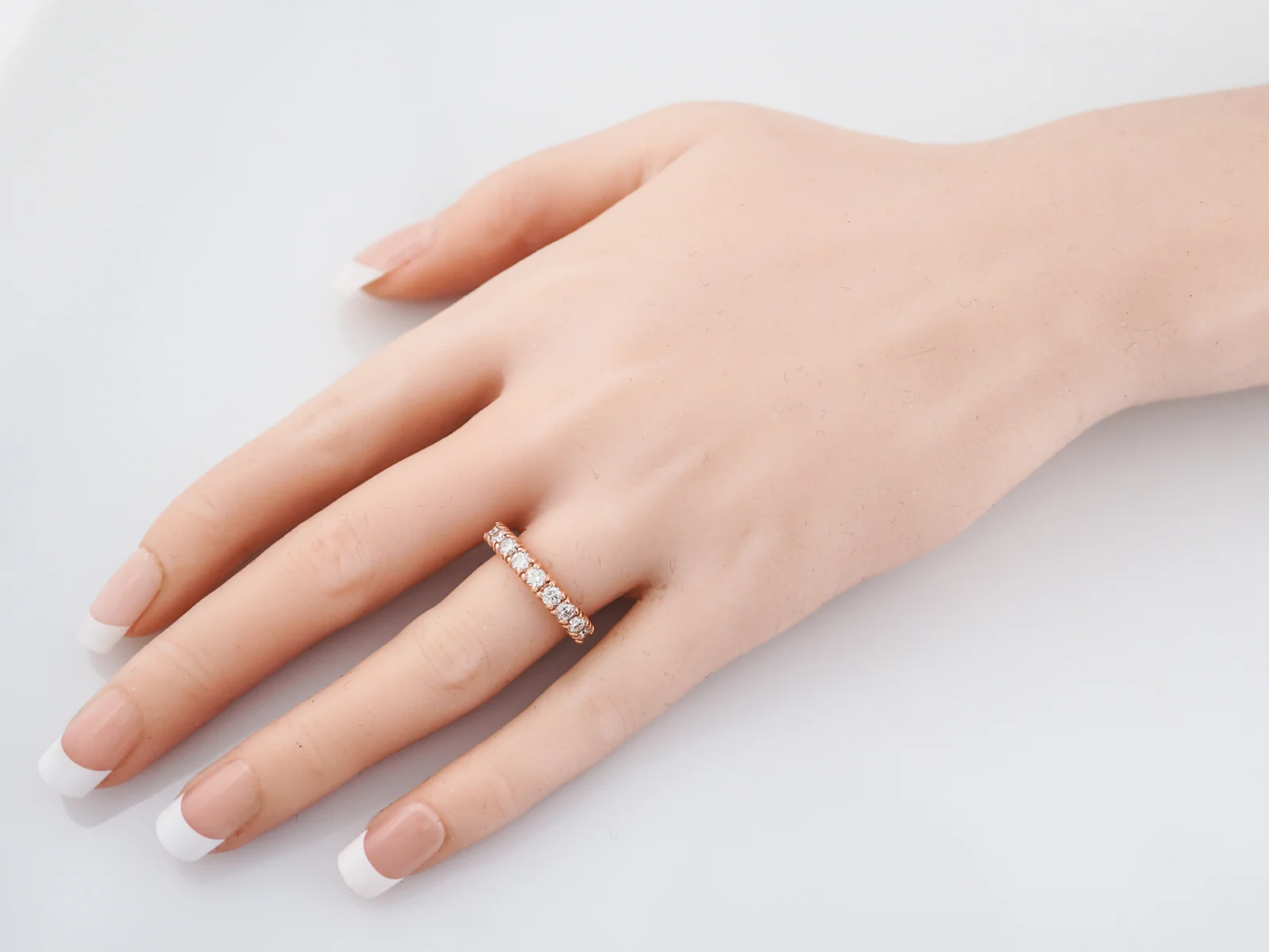 Wedding Band Modern .72 Round Brilliant Cut Diamonds in 14k Rose Gold - Image 6