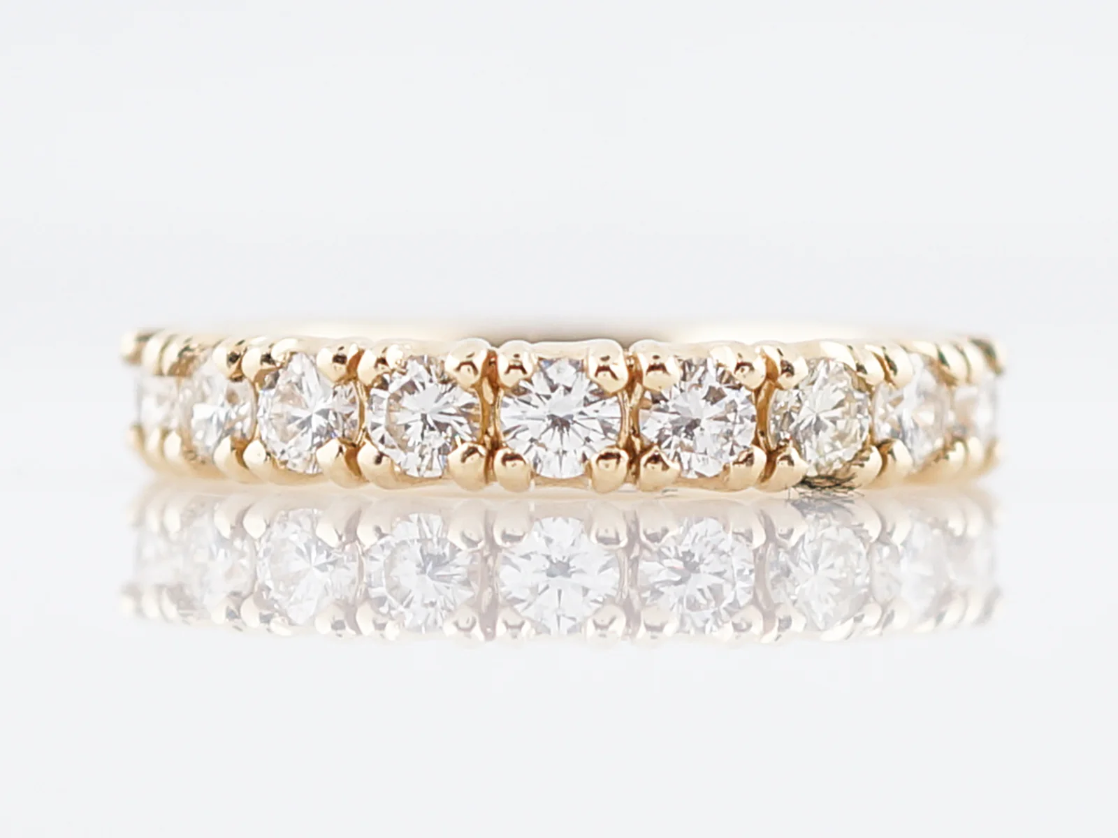 Wedding Band Modern .80 Round Brilliant Cut Diamond in 14k Yellow Gold
