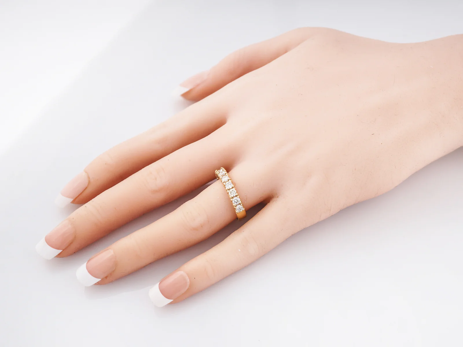 Wedding Band Modern .80 Round Brilliant Cut Diamond in 14k Yellow Gold - Image 8
