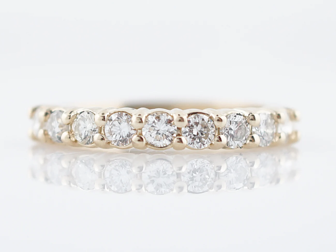 Wedding Band Modern .81 Round Brilliant Cut Diamonds in 14K Yellow Gold