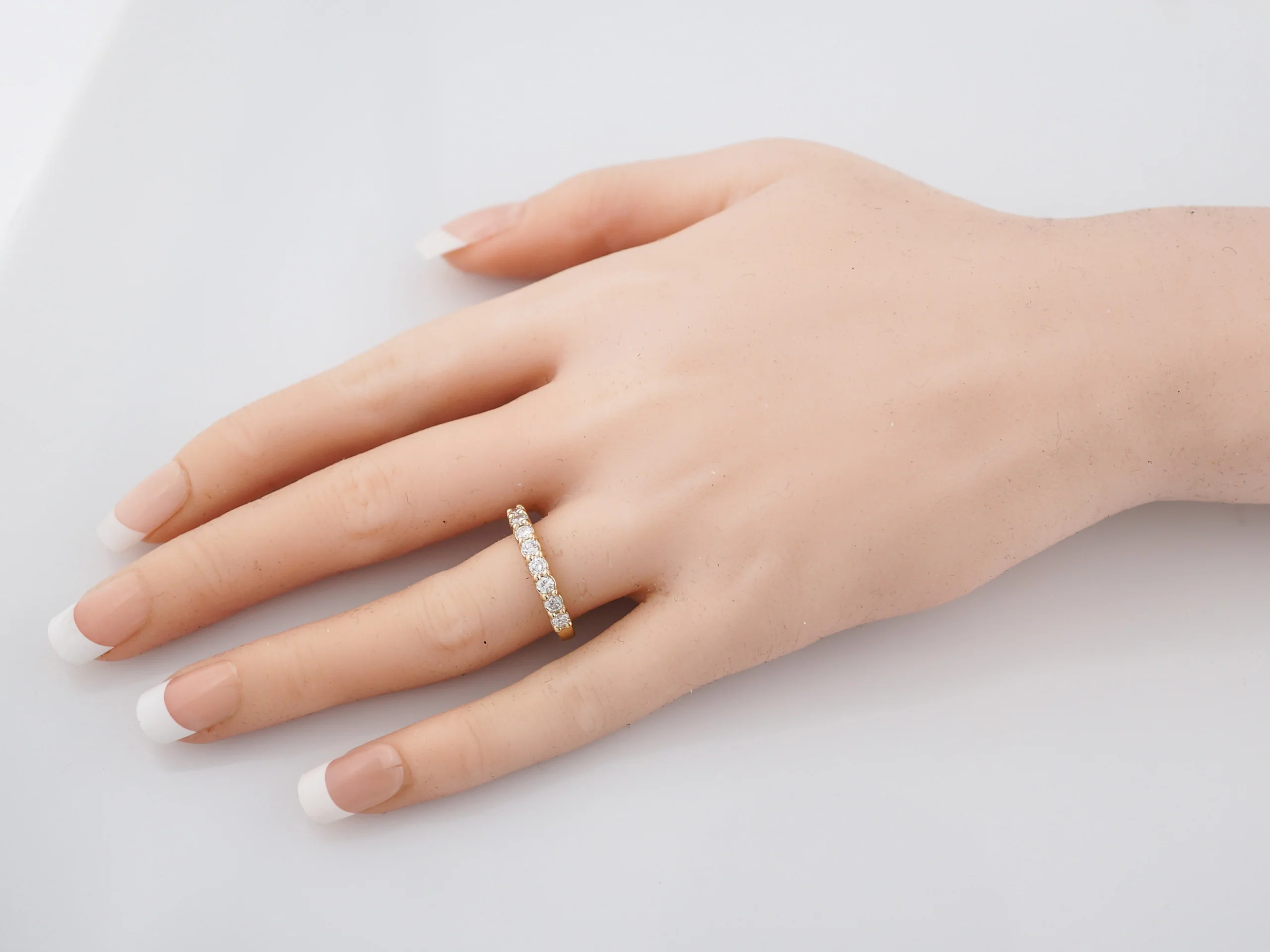 Wedding Band Modern .81 Round Brilliant Cut Diamonds in 14K Yellow Gold - Image 6
