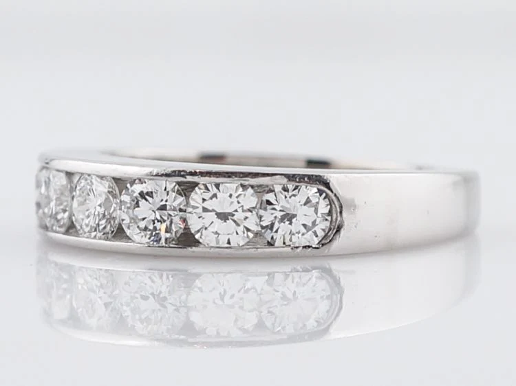 Wedding Band Modern .98 Round Brilliant Cut Diamonds in 14k White Gold - Image 3