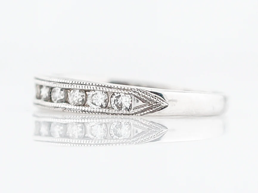 Wedding Band Modern .36 Round Brilliant Cut Diamonds in 14k White Gold - Image 2