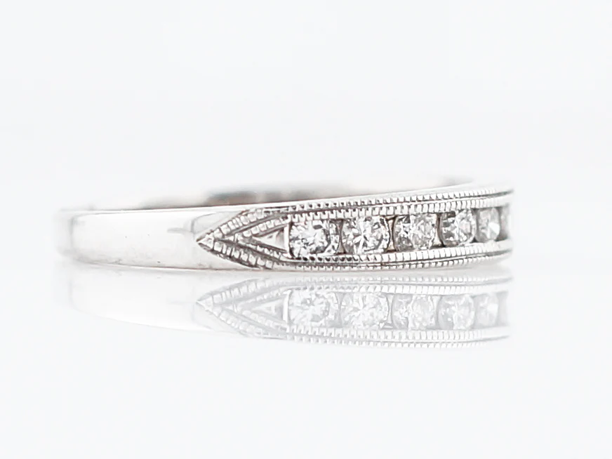 Wedding Band Modern .36 Round Brilliant Cut Diamonds in 14k White Gold - Image 3