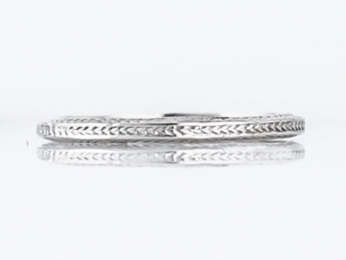 Wedding Band Modern Chevron Engraved in Platinum