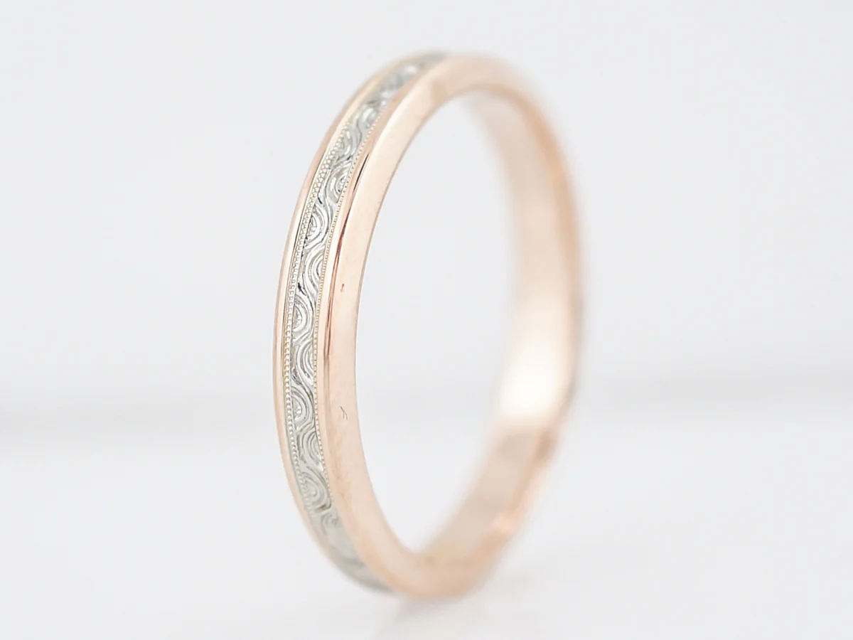 Wedding Band Modern in 14K Yellow & White Gold - Image 2