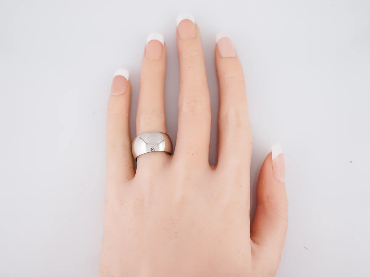 Wedding Band Modern Men's Half Round in 14k White Gold - Image 4