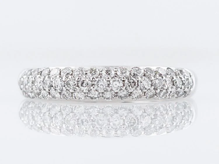 Wedding Band Modern Pave .37 Round Brilliant Cut Diamonds in 14k White Gold