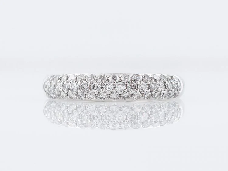Wedding Band Modern Pave .37 Round Brilliant Cut Diamonds in 14k White Gold - Image 2