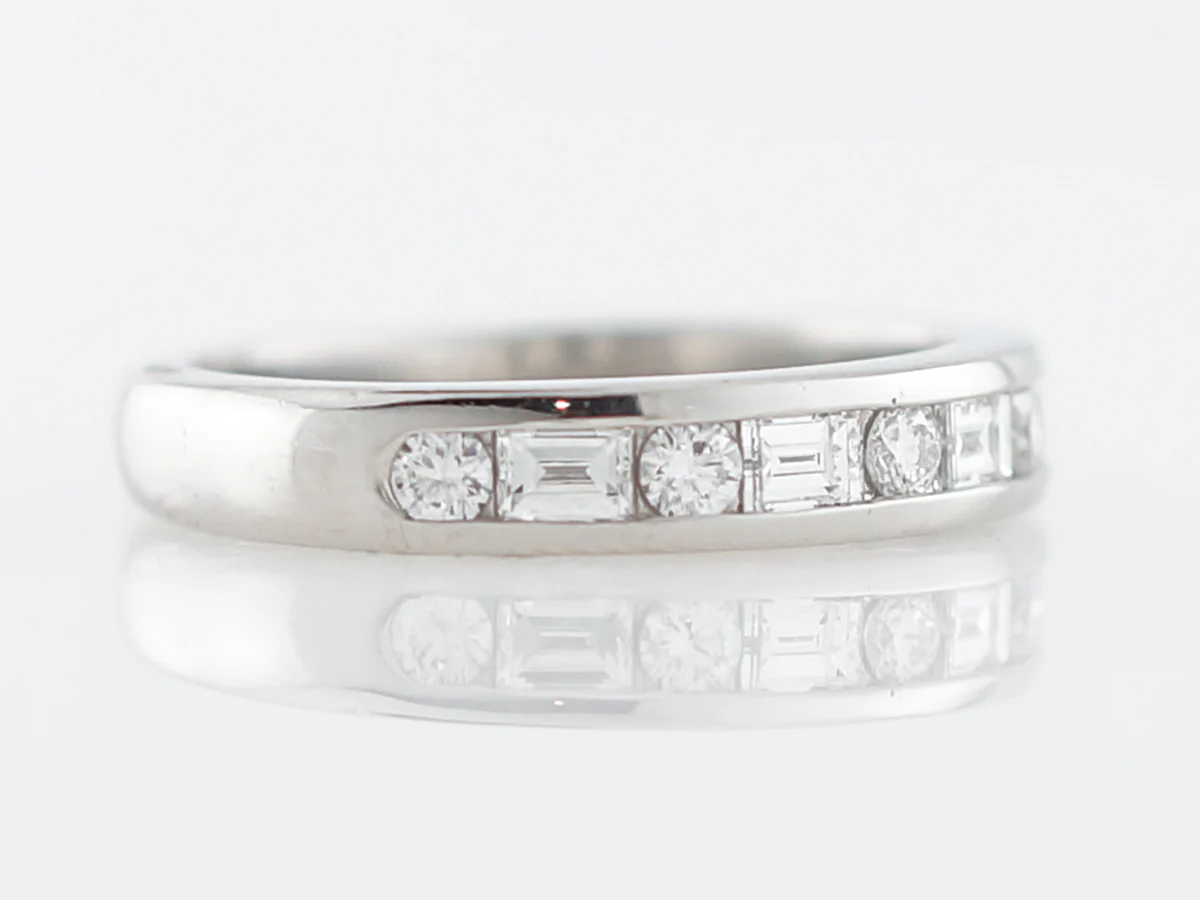 Wedding Band Modern Tiffany & Co .66 Round Brilliant & Baguette Cut Diamonds in Platinum - Image 3