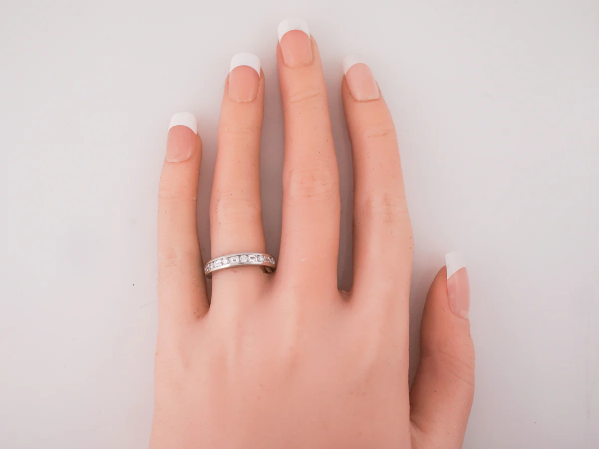 Wedding Band Modern Tiffany & Co .66 Round Brilliant & Baguette Cut Diamonds in Platinum - Image 6