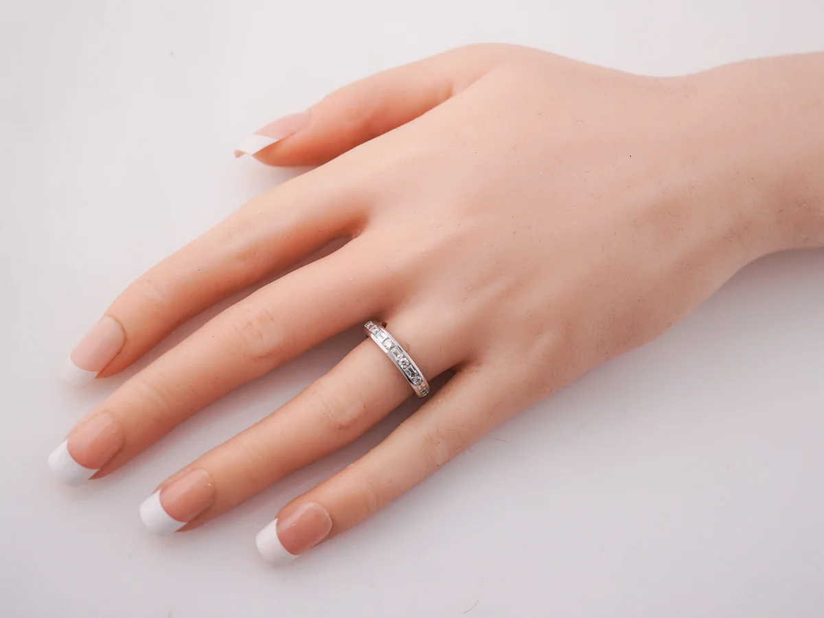 Wedding Band Modern Tiffany & Co .66 Round Brilliant & Baguette Cut Diamonds in Platinum - Image 7