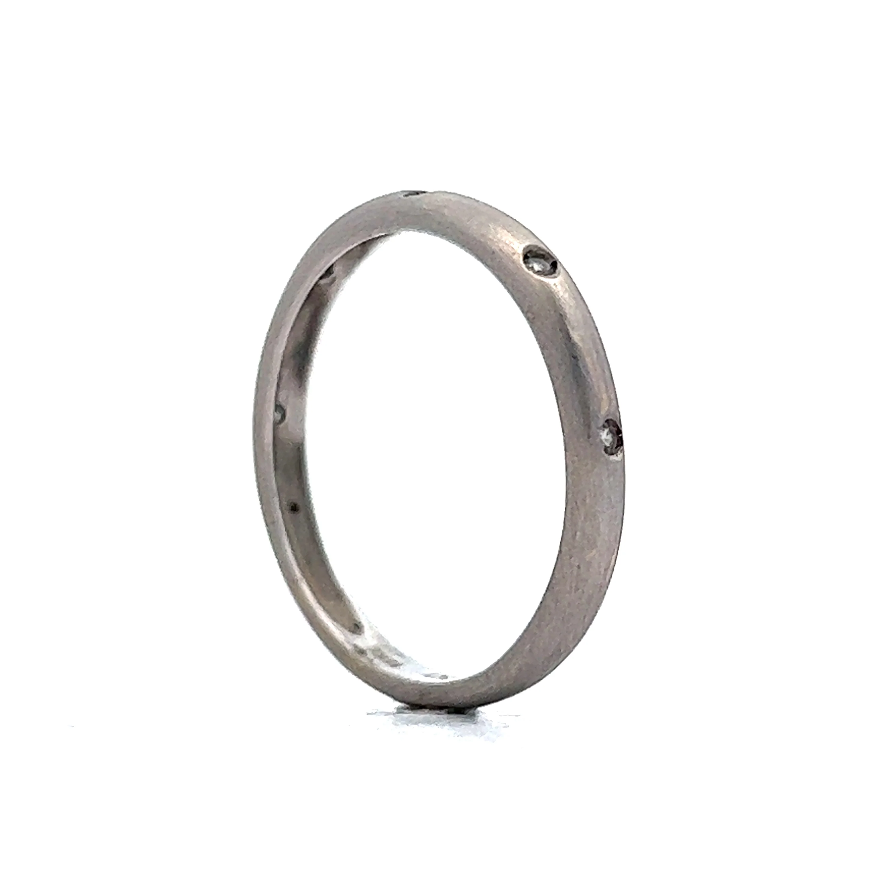 Wedding Band w/ Round Cut Diamonds in White Gold - Image 5