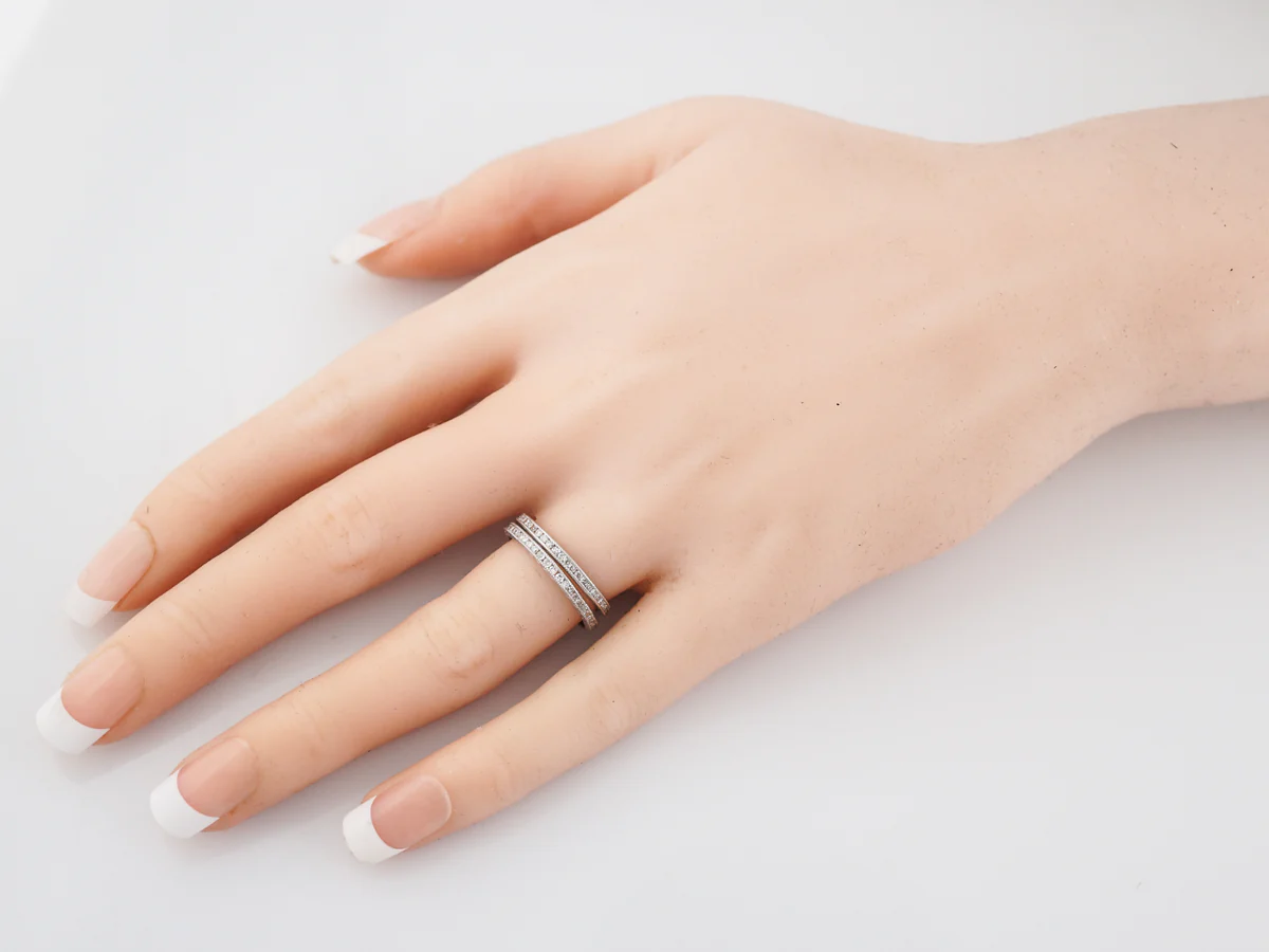 Wedding Eternity Band Modern .47 Single Cut Diamonds in Platinum - Image 5