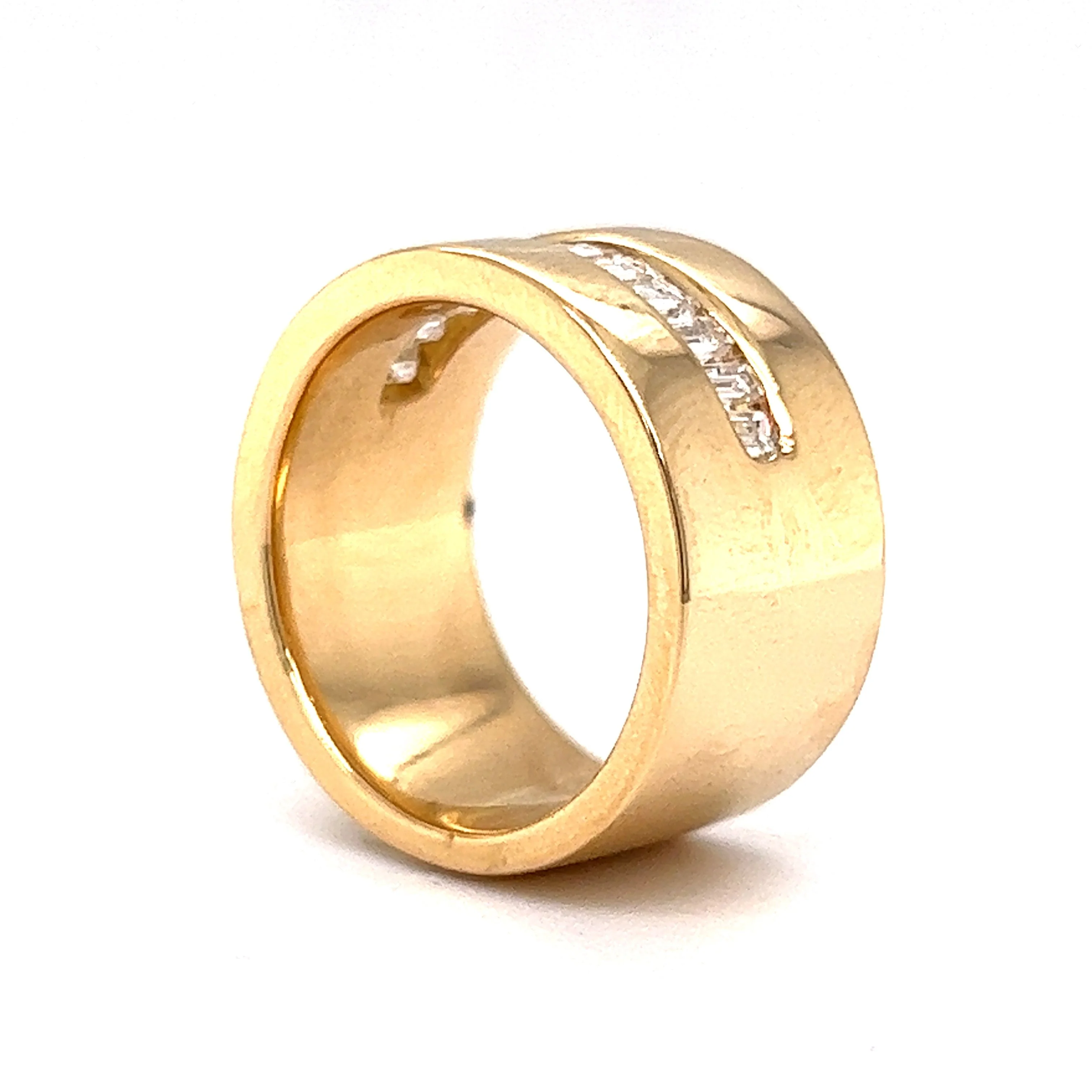 Wide Channel Set Baguette Diamond Band in 18k Yellow Gold - Image 5