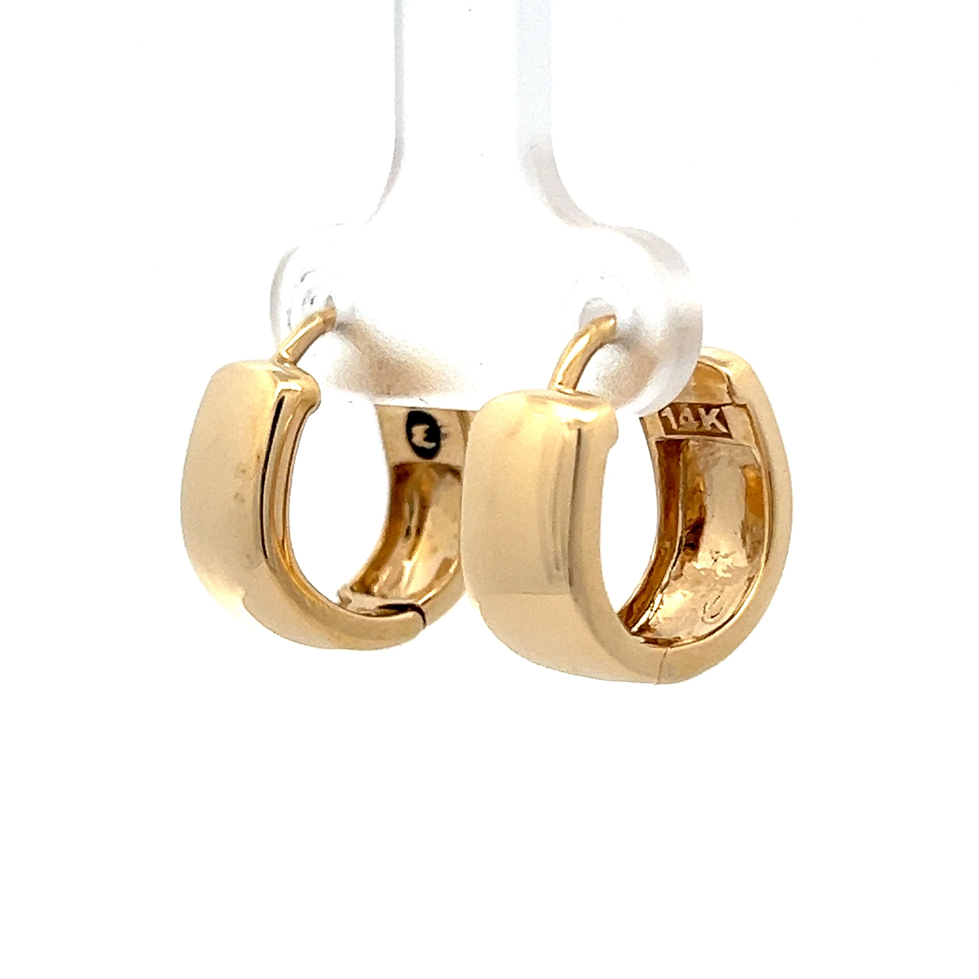 Wide Huggie Hoop Earrings in 14k Yellow Gold - Image 2