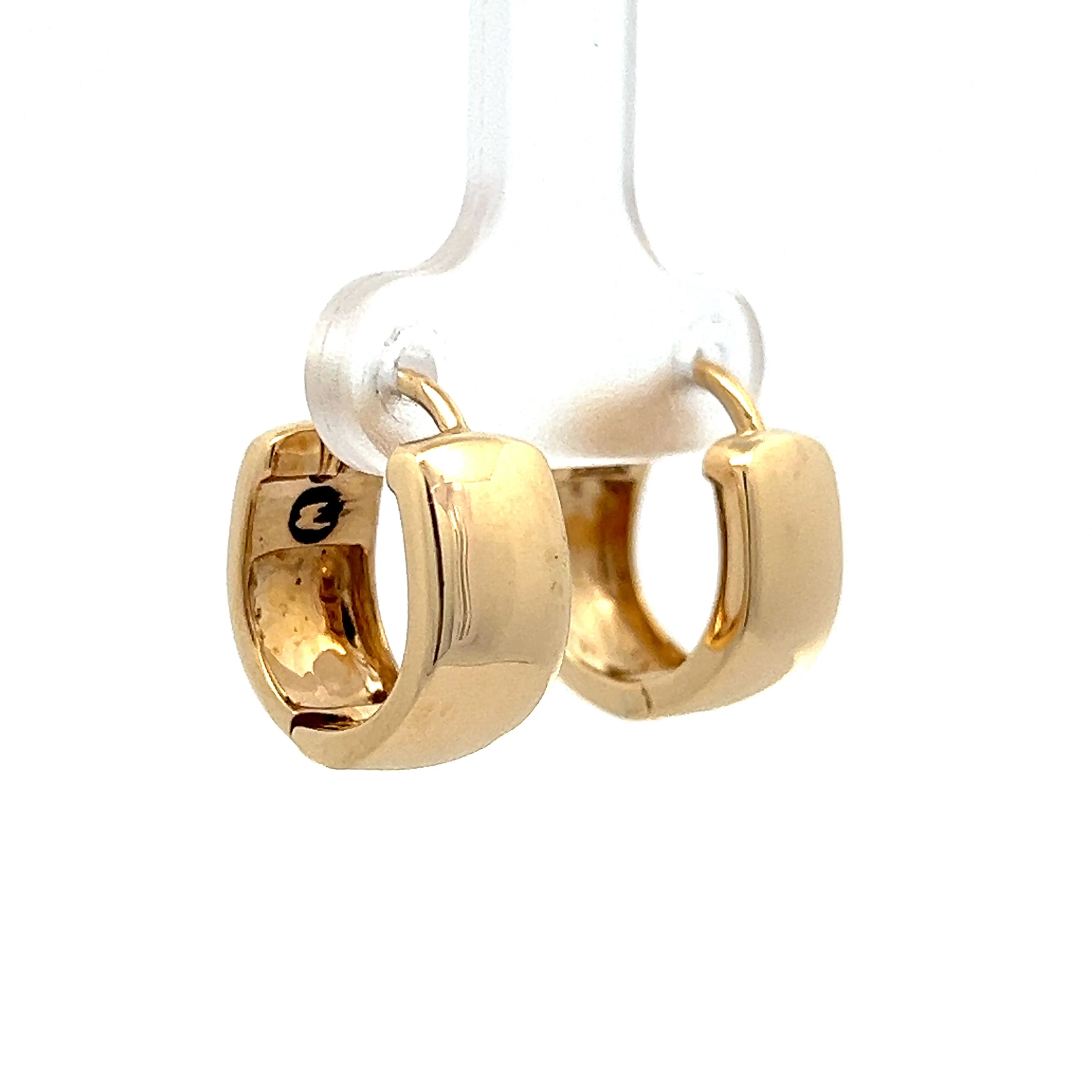 Wide Huggie Hoop Earrings in 14k Yellow Gold - Image 3