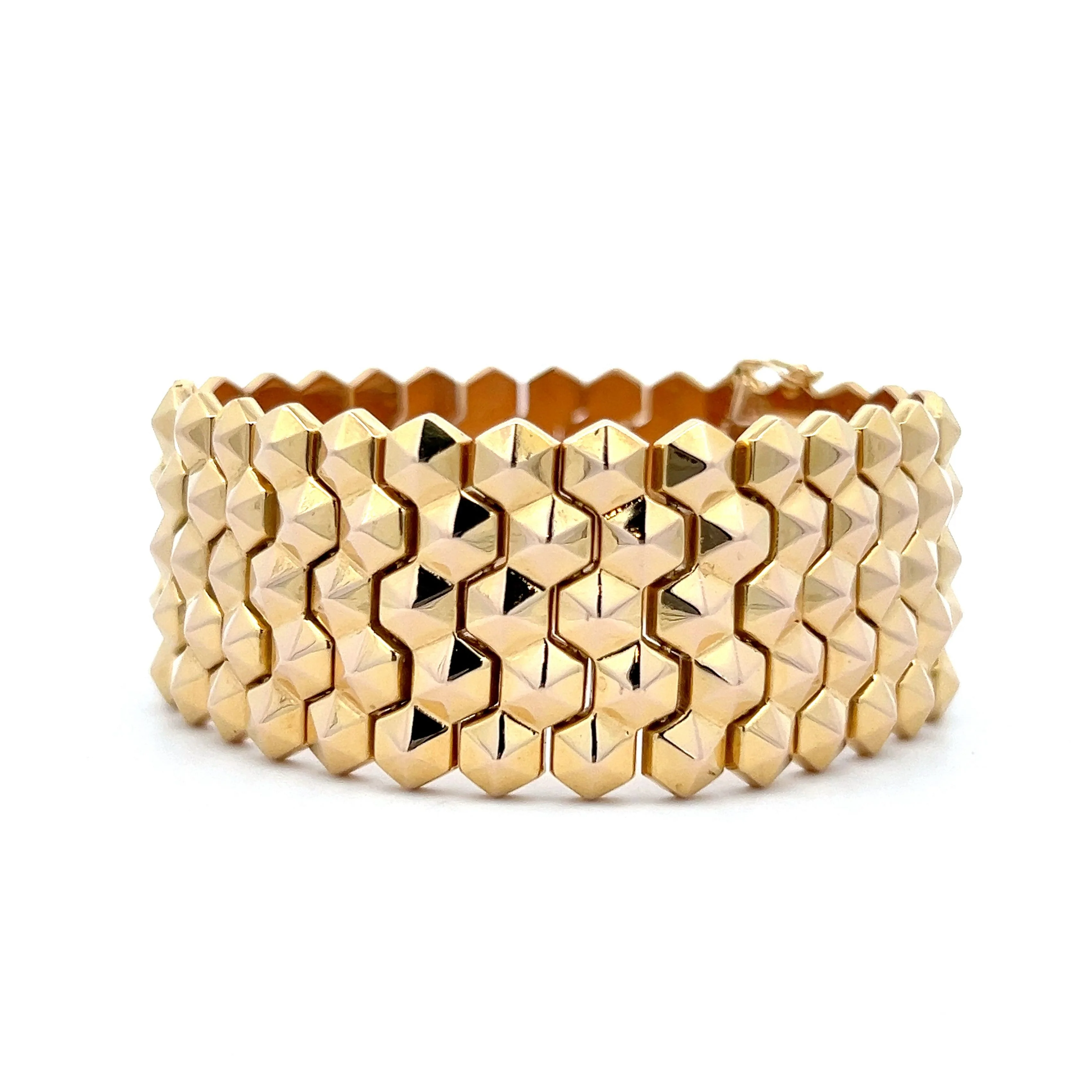 Wide Studded Bracelet in 18k Yellow Gold - Image 2