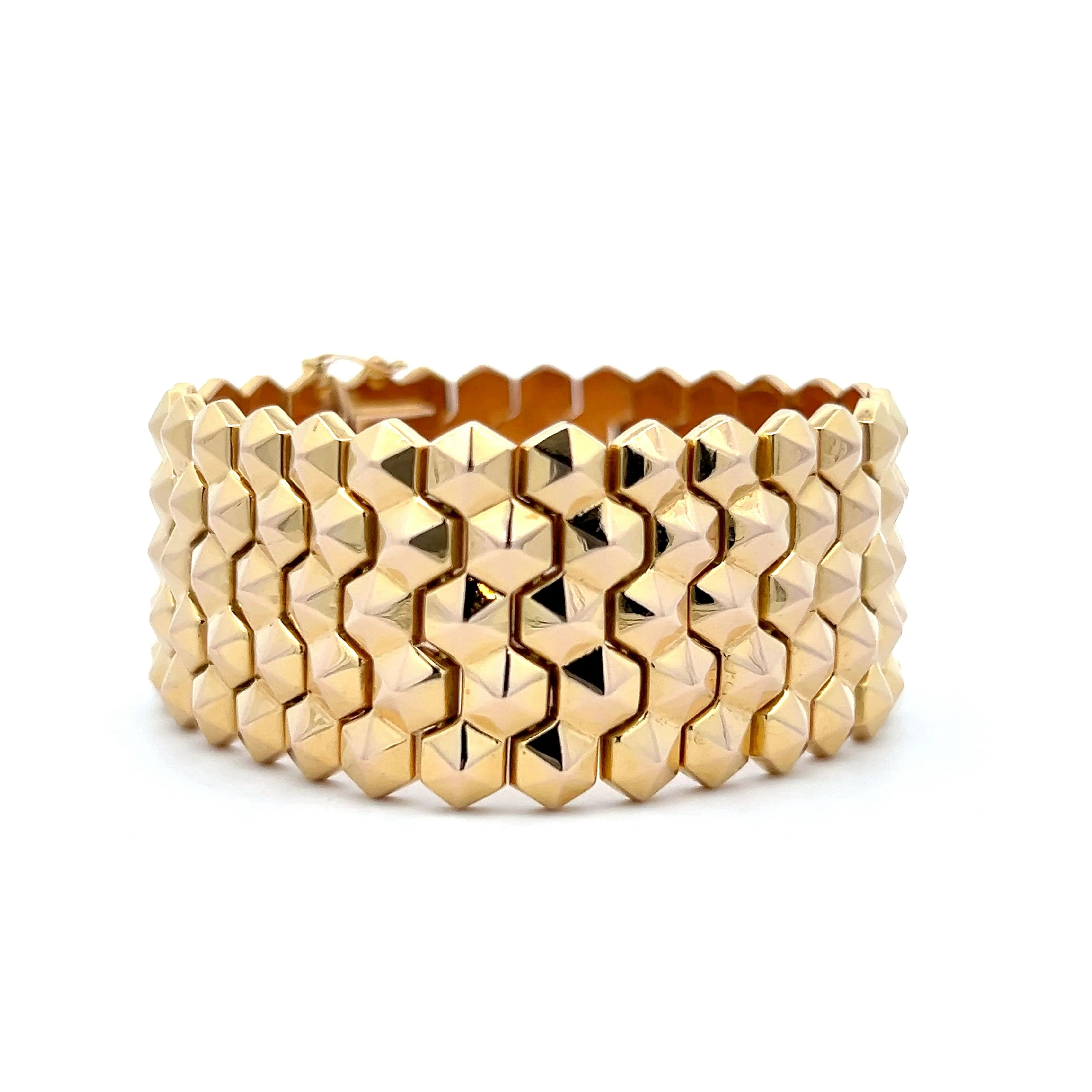 Wide Studded Bracelet in 18k Yellow Gold - Image 3