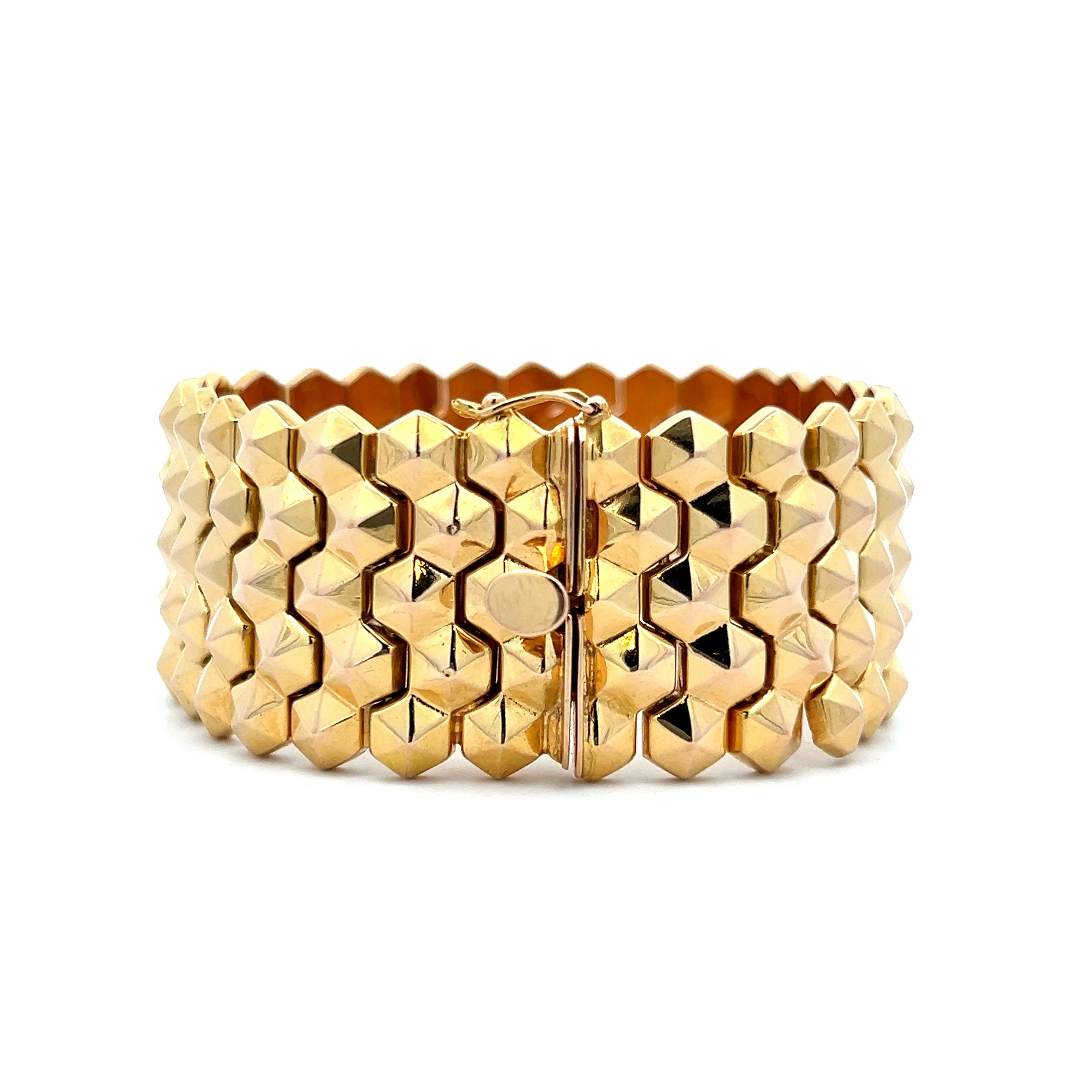 Wide Studded Bracelet in 18k Yellow Gold - Image 4