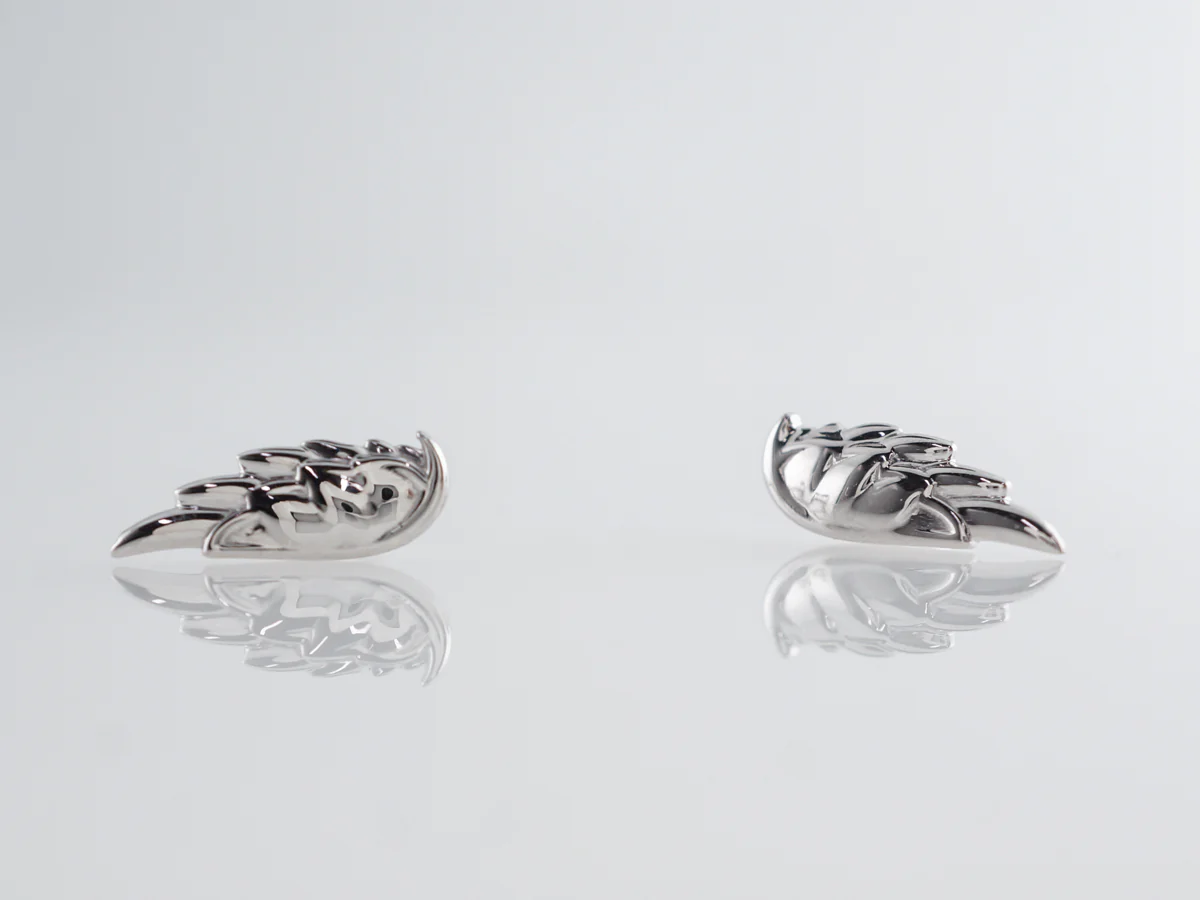 Wing Stud Earrings in 14k White Gold - Image 3