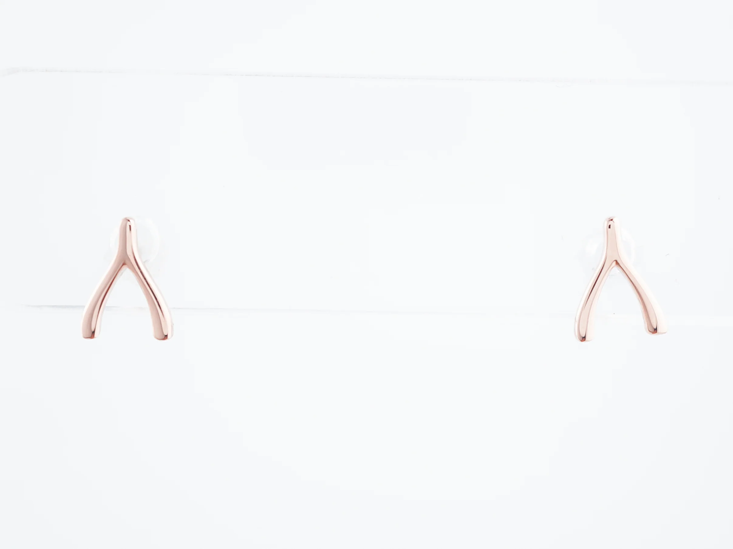 Wish Bone Earrings Modern in 14K Rose Gold - Image 3