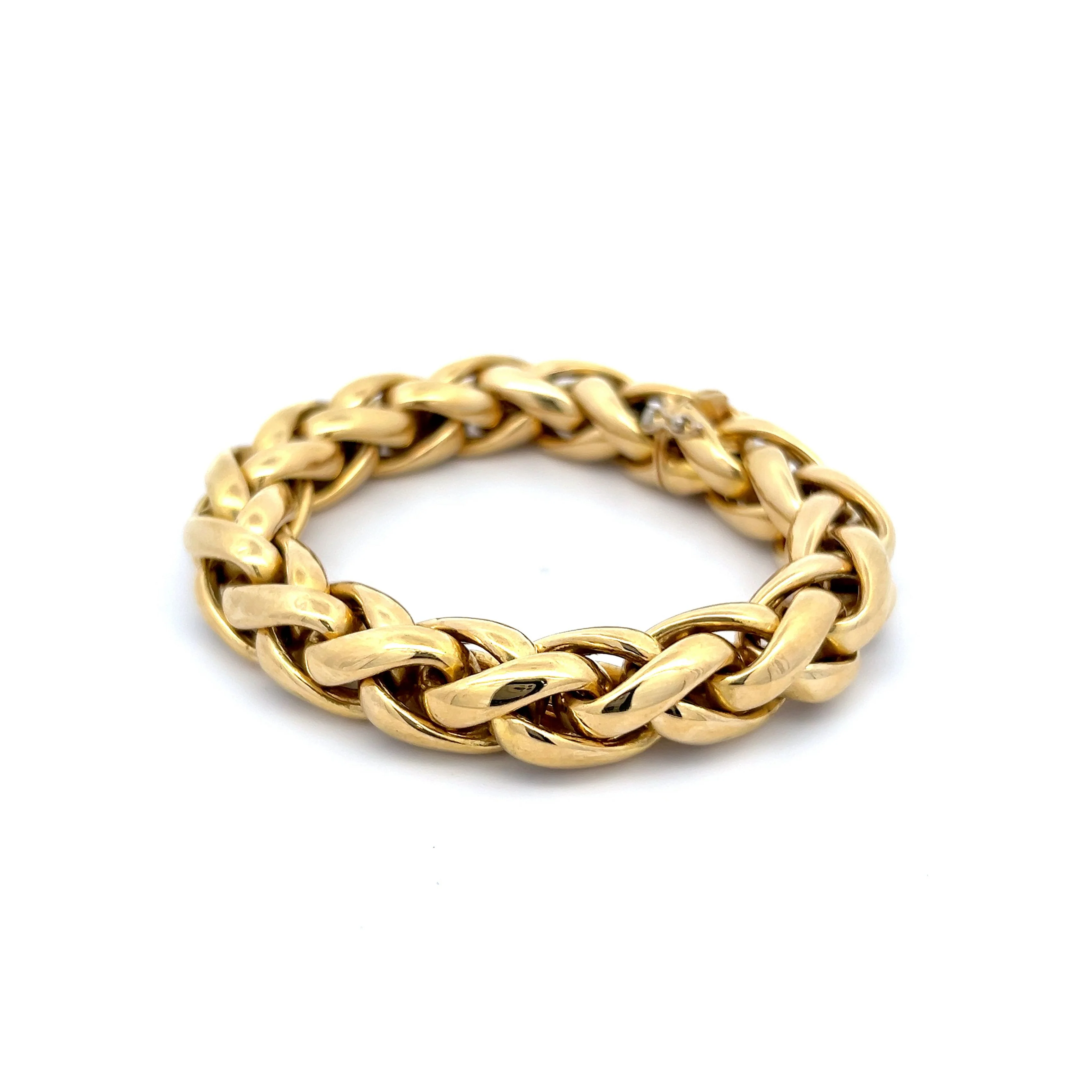 Woven Wheat Chain Bracelet in 18k Yellow Gold - Image 2
