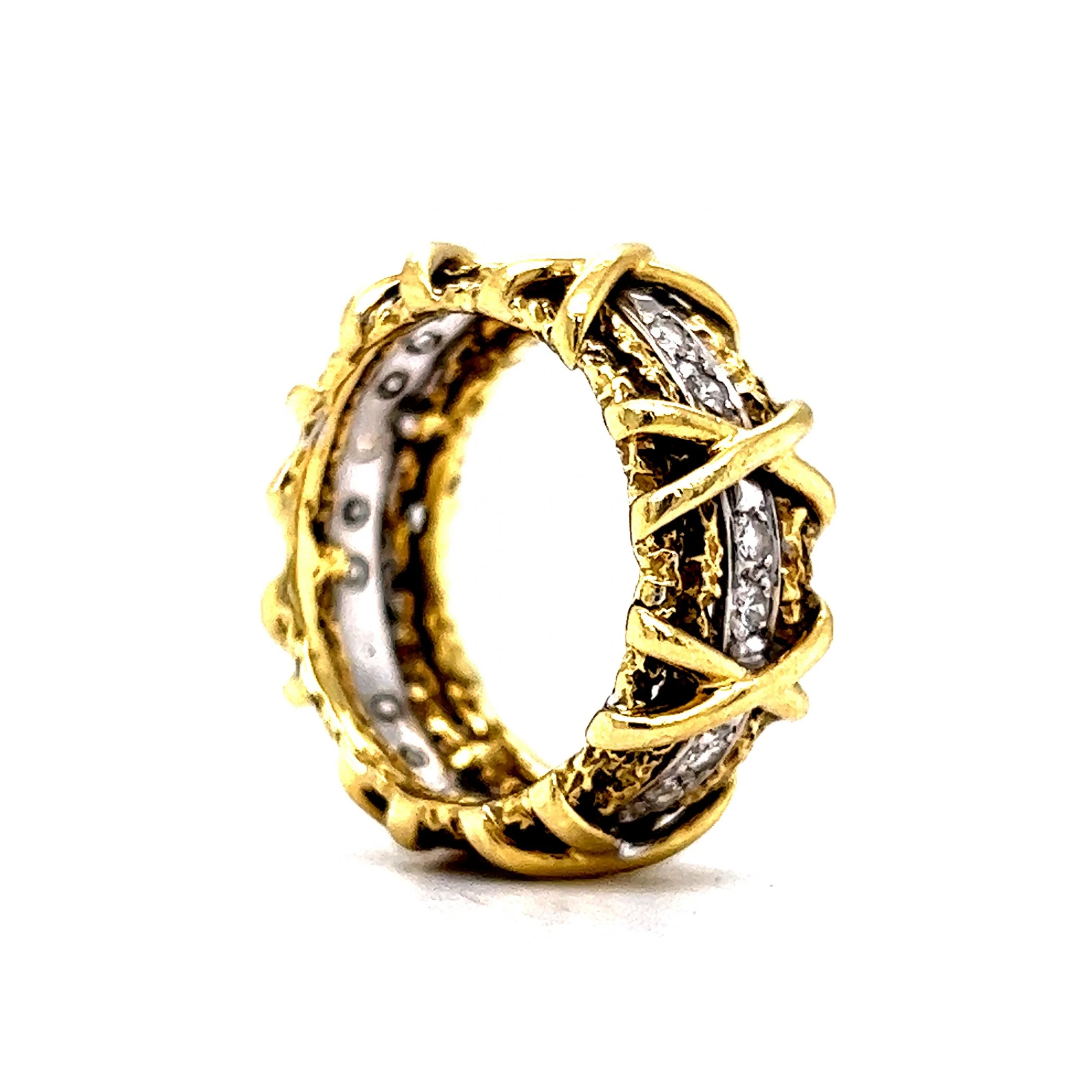 X Patterned Diamond Cocktail Ring in 14k Yellow Gold - Image 5