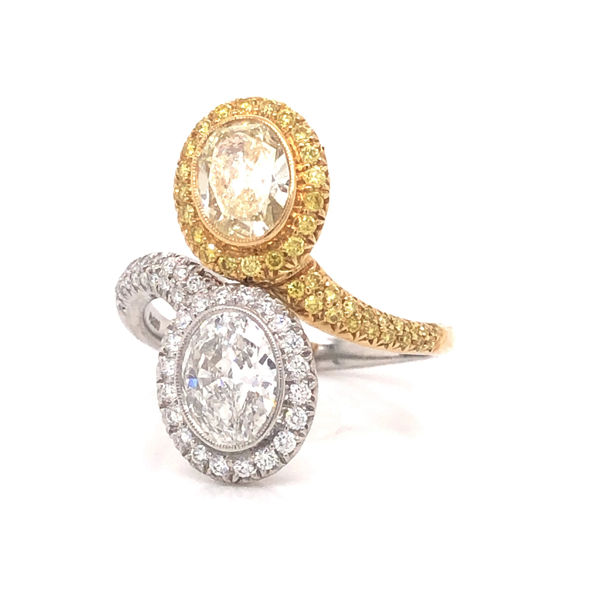 Yellow Diamond Toi Et Moi Ring in 18k Gold & Platinum - Image 2