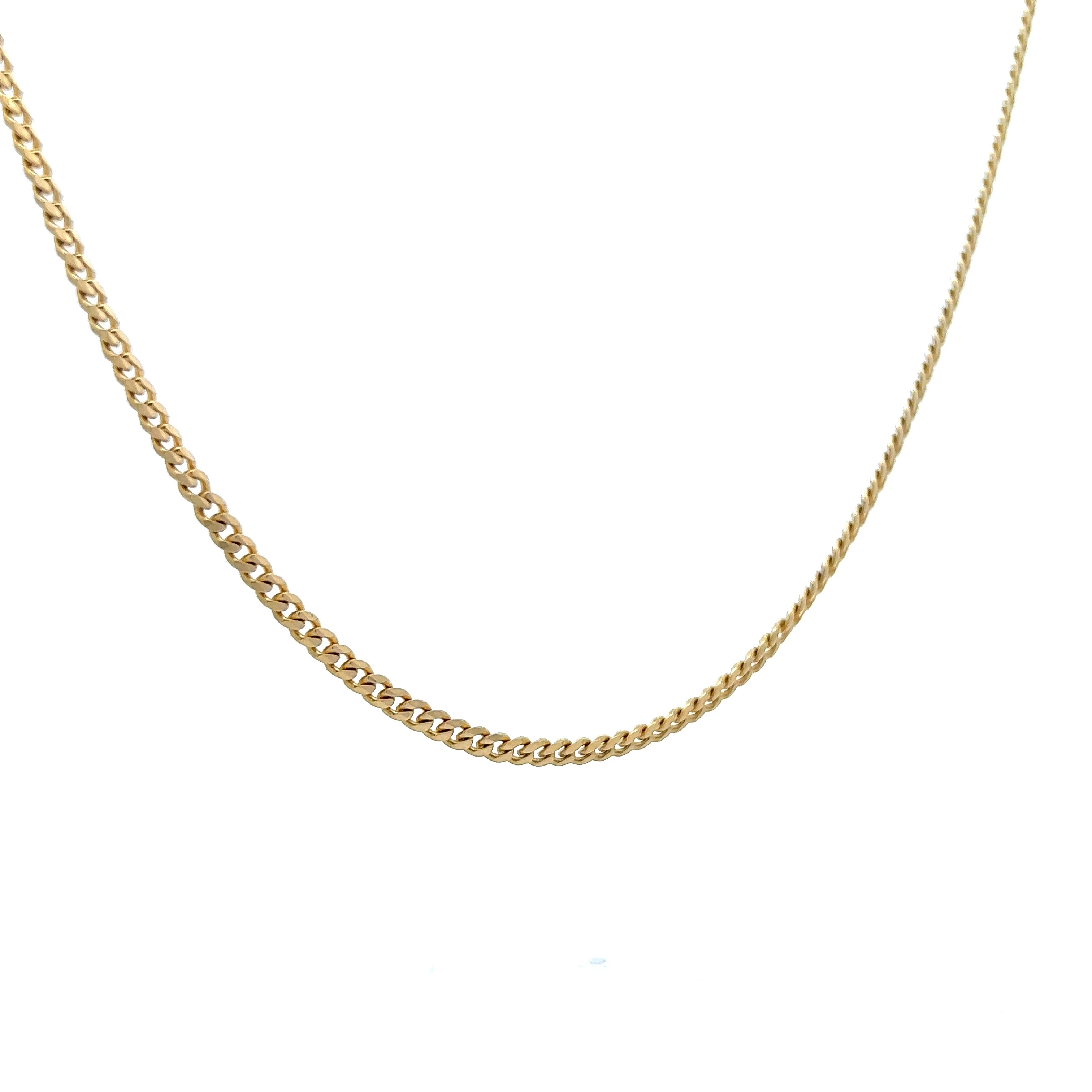 22" Flat Curb Link Necklace in 14k Yellow Gold - Image 3