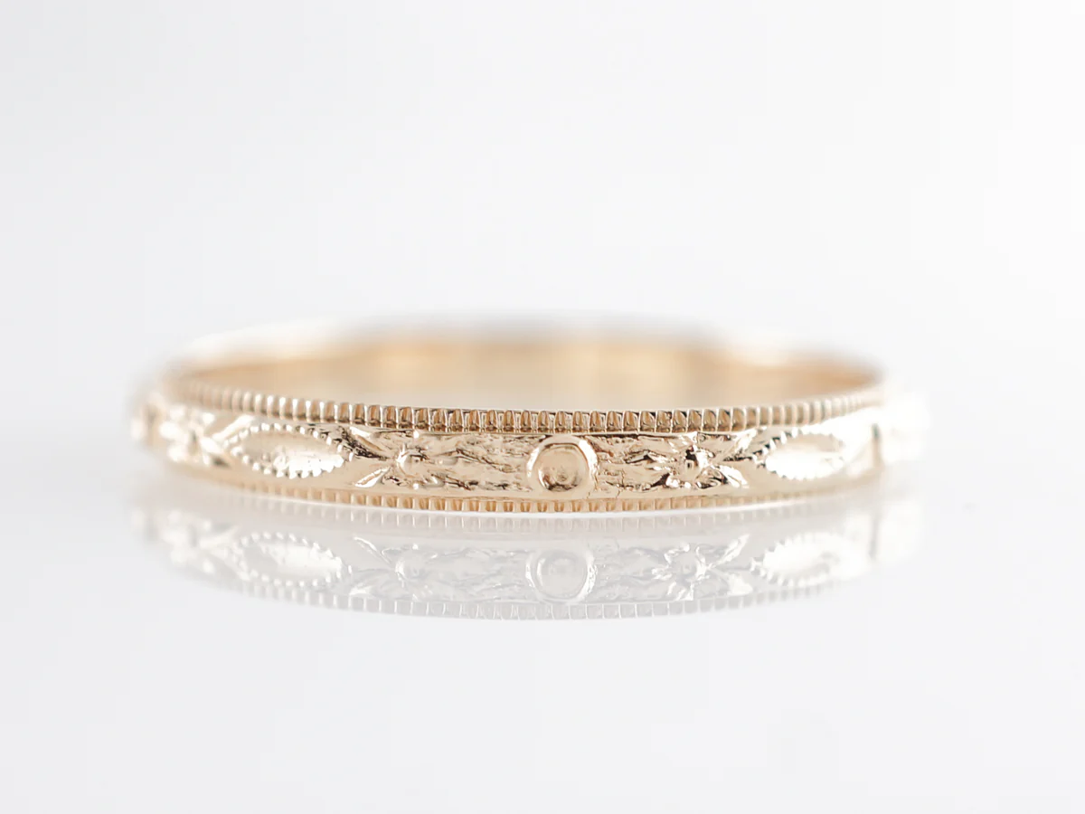Yellow Gold Deco Blossom Wedding Band in 10k