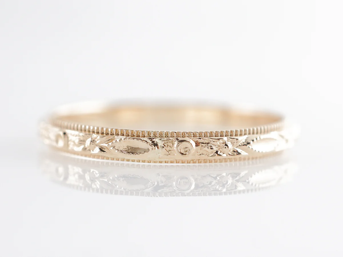 Yellow Gold Deco Blossom Wedding Band in 10k - Image 2
