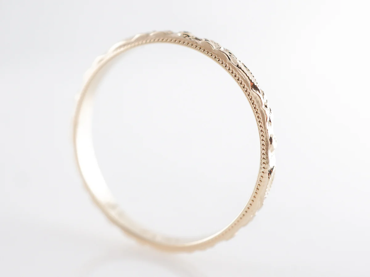 Yellow Gold Deco Blossom Wedding Band in 10k - Image 4