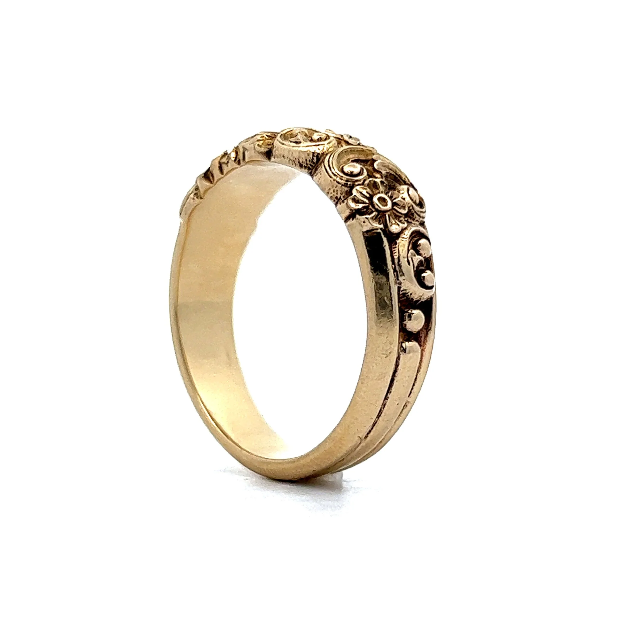 Vintage Art Nouveau Engraved Ring in 14k Yellow Gold - Image 5