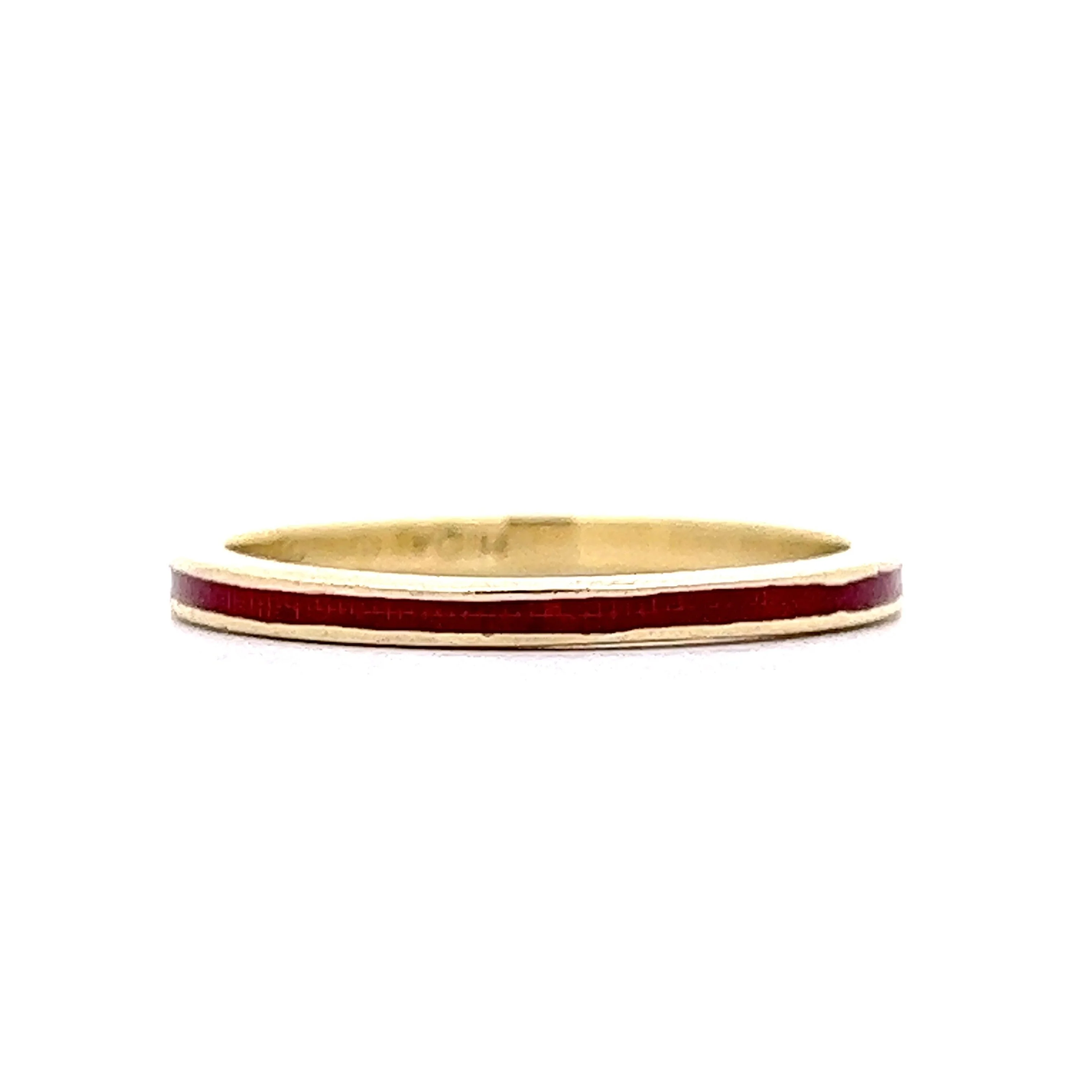 Hidalgo Red Enamel Stacking Band in 18k Yellow Gold