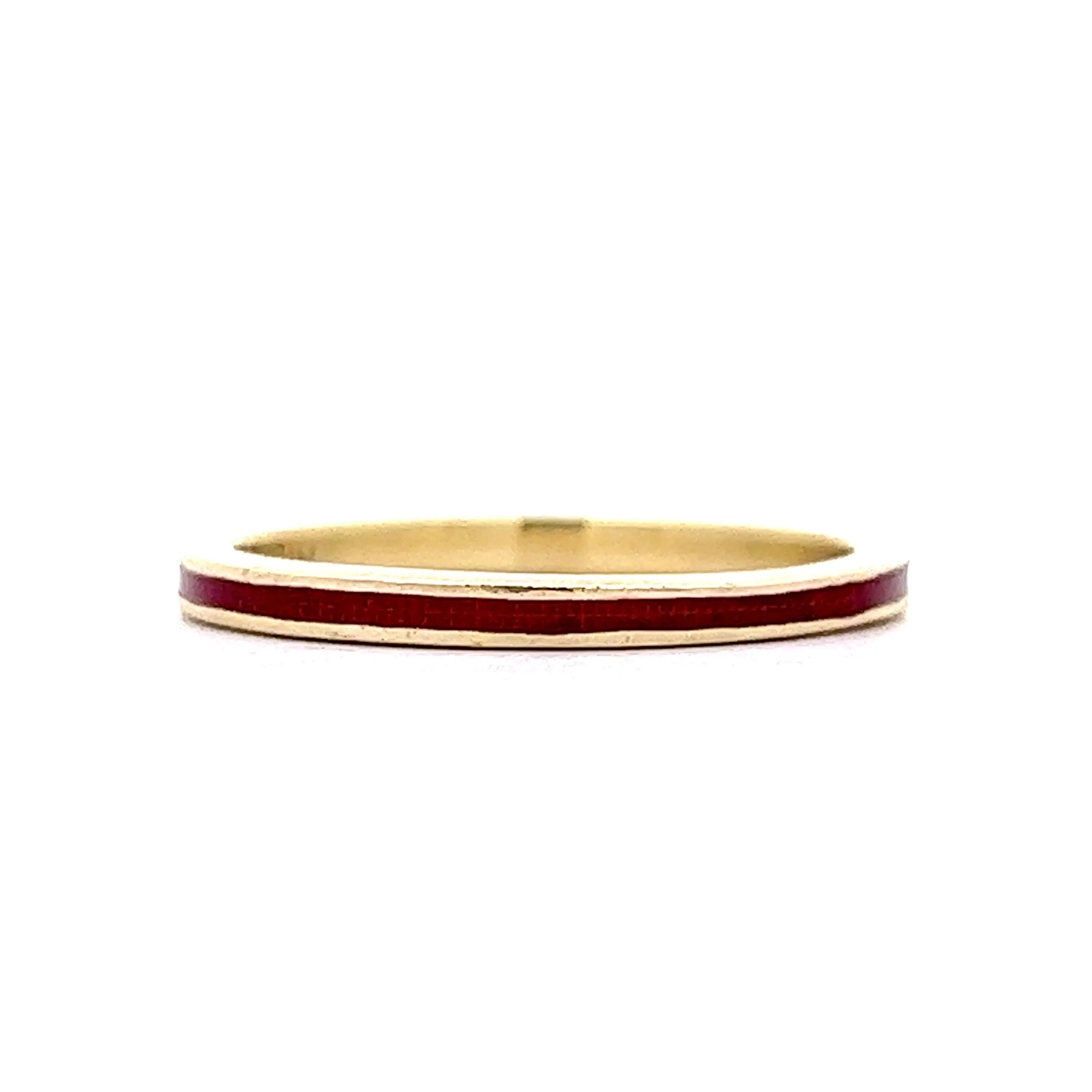 Hidalgo Red Enamel Stacking Band in 18k Yellow Gold - Image 2