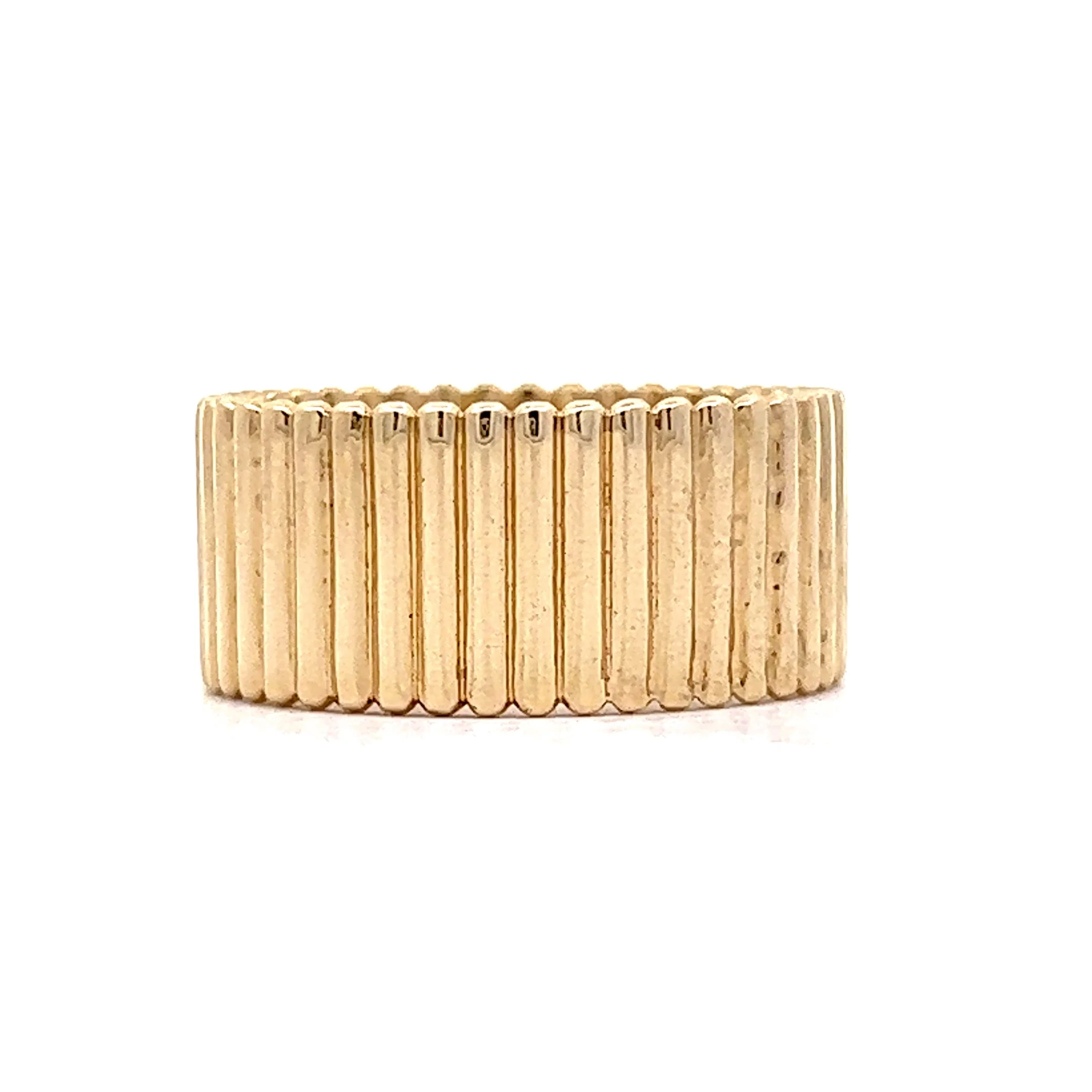 Ultra Wide Ridged Stacking Band in 14k Yellow Gold - Image 2