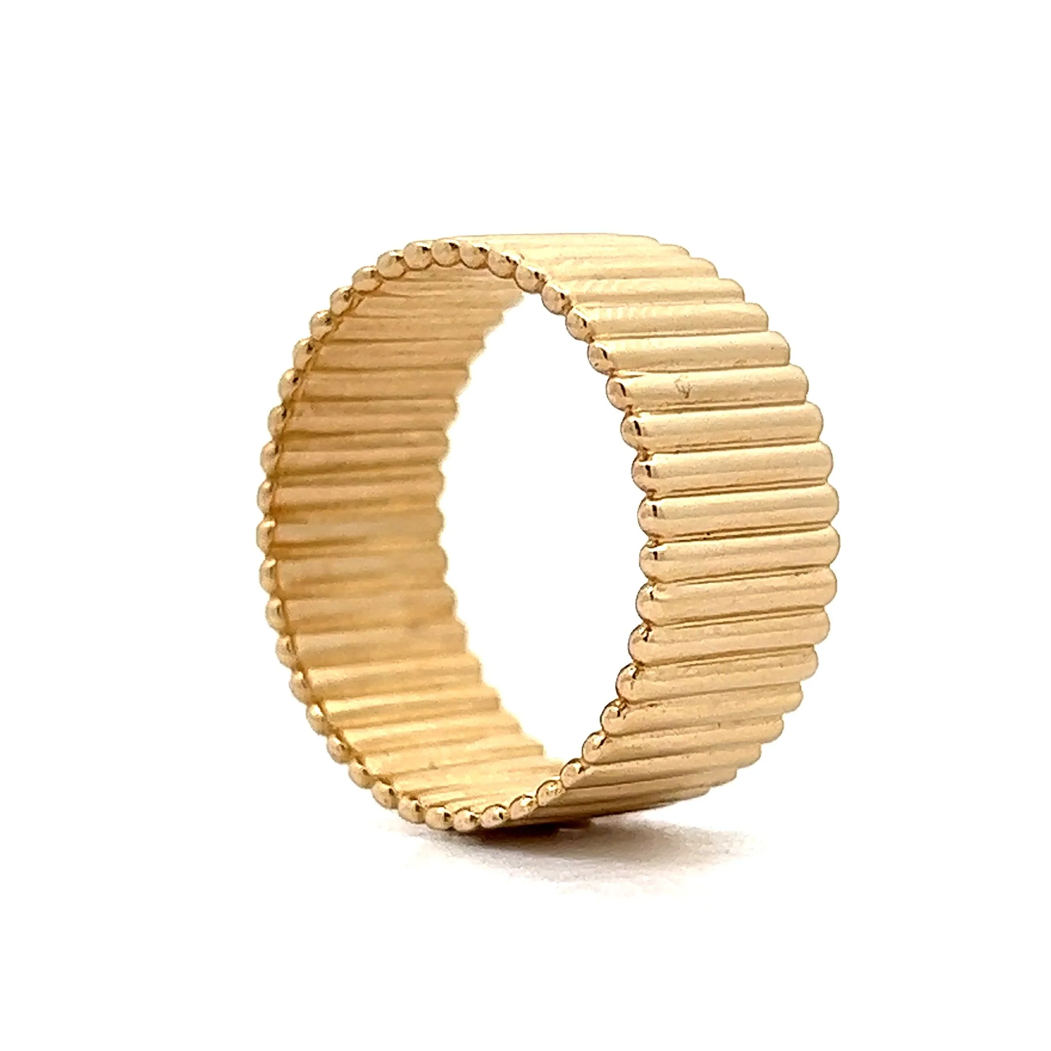 Ultra Wide Ridged Stacking Band in 14k Yellow Gold - Image 5