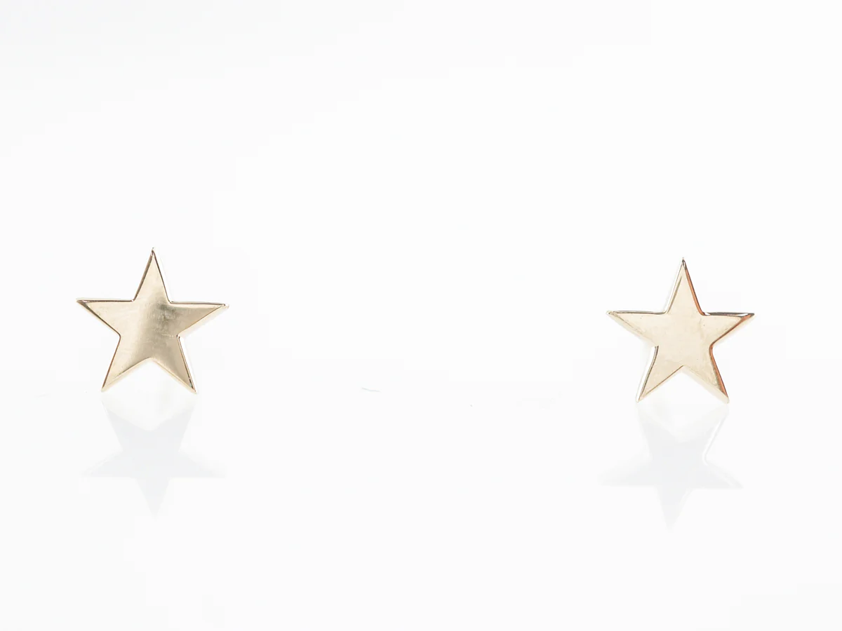 Yellow Gold Star Stud Earrings in 14K