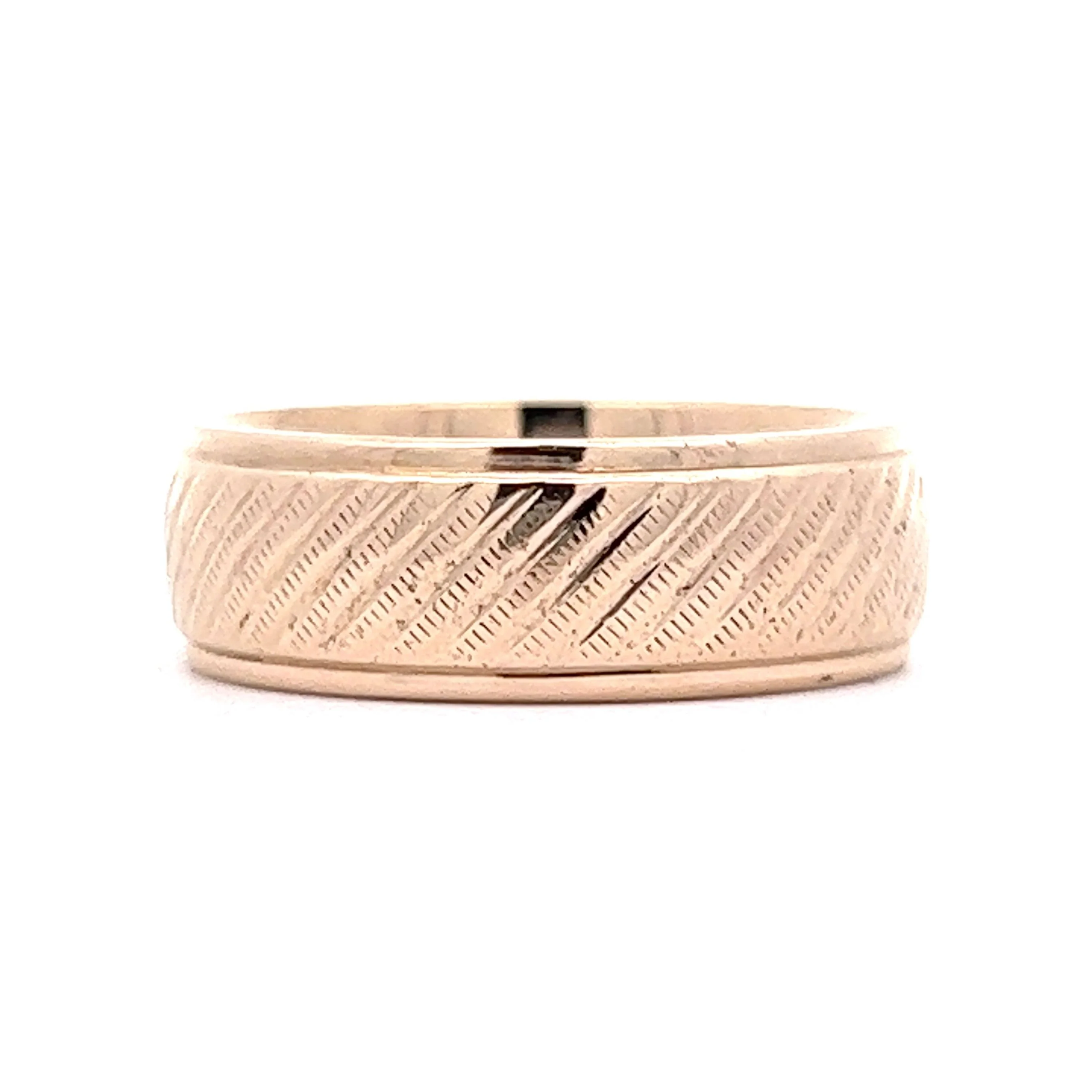 Men's 8mm Textured Wedding Band in 14k Yellow Gold