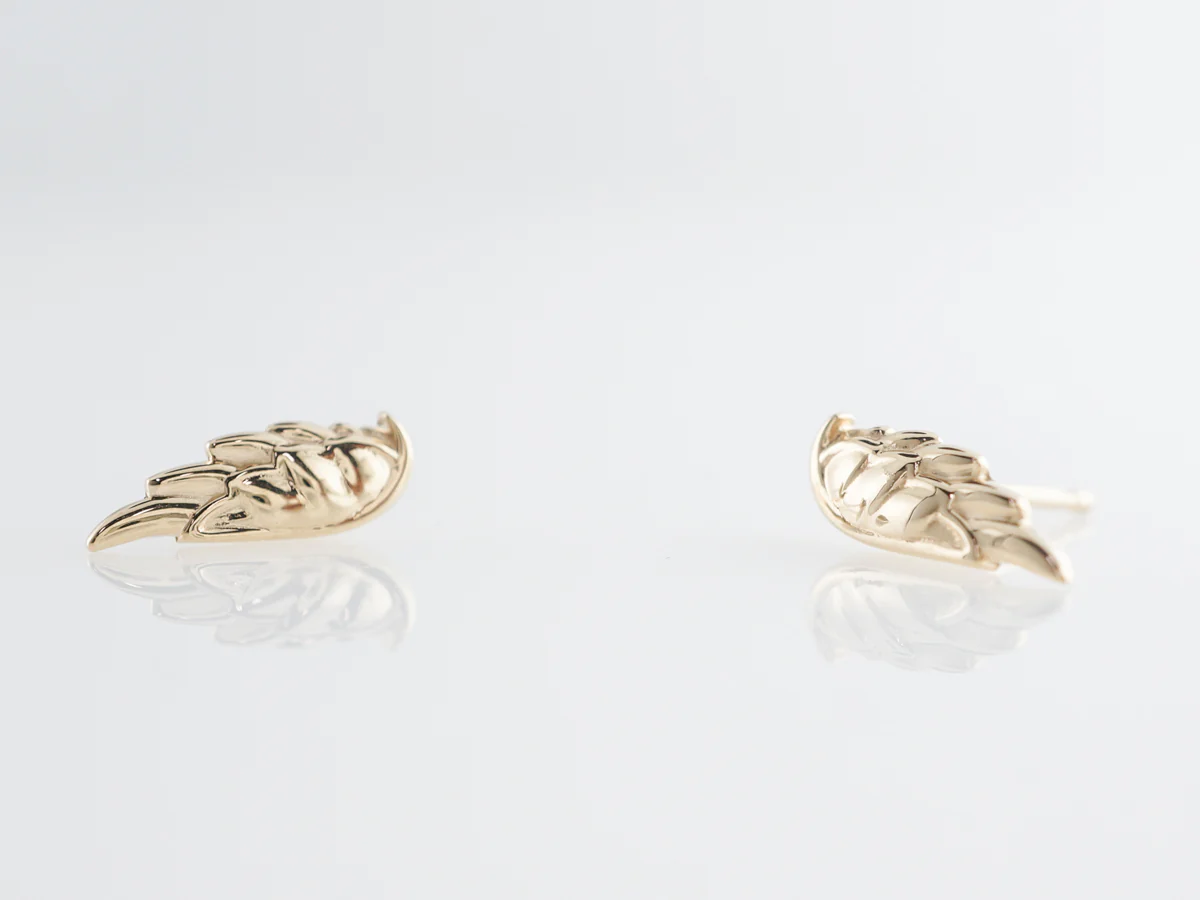 Yellow Gold Wing Stud Earrings in 14k - Image 2